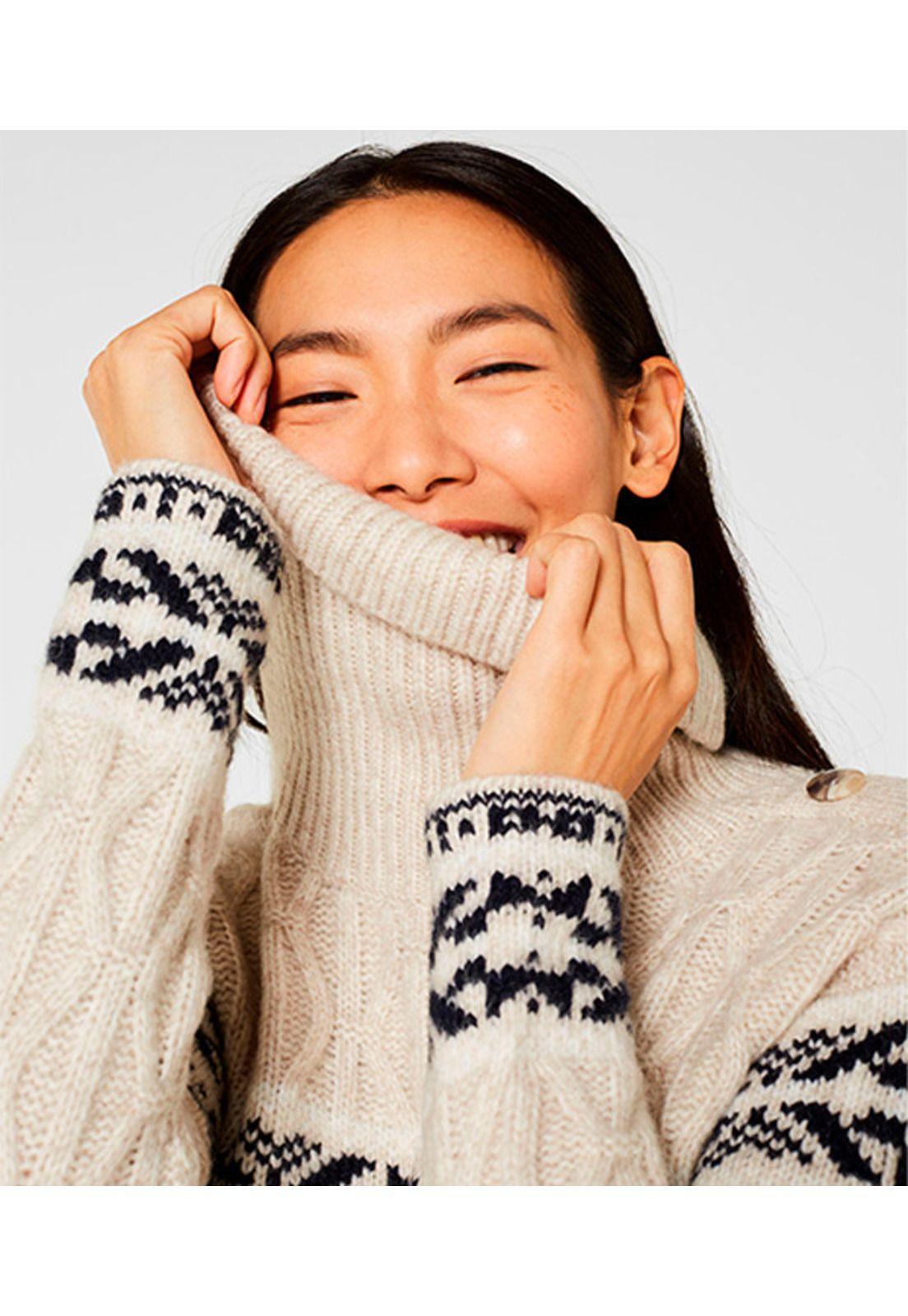 Con lana: sweater con cuello vuelto-1