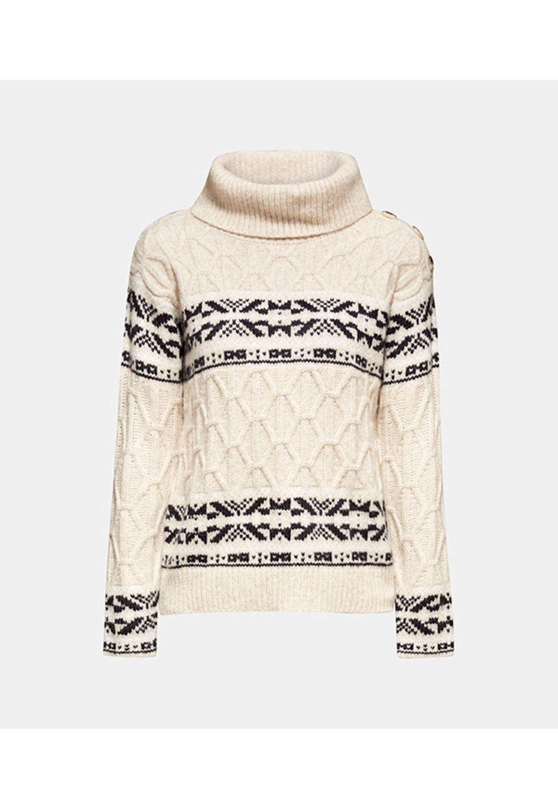 Con lana: sweater con cuello vuelto-3