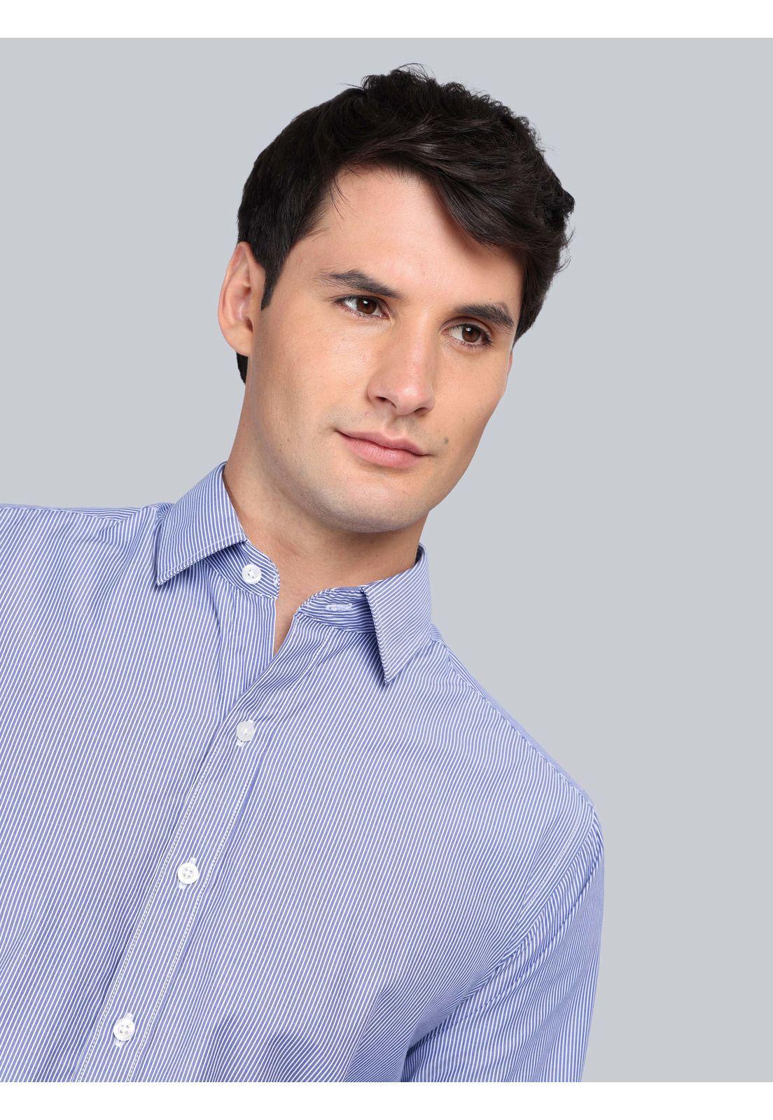 Camisa A Rayas Regular Fit Azul Arrow CM33062AZ-2