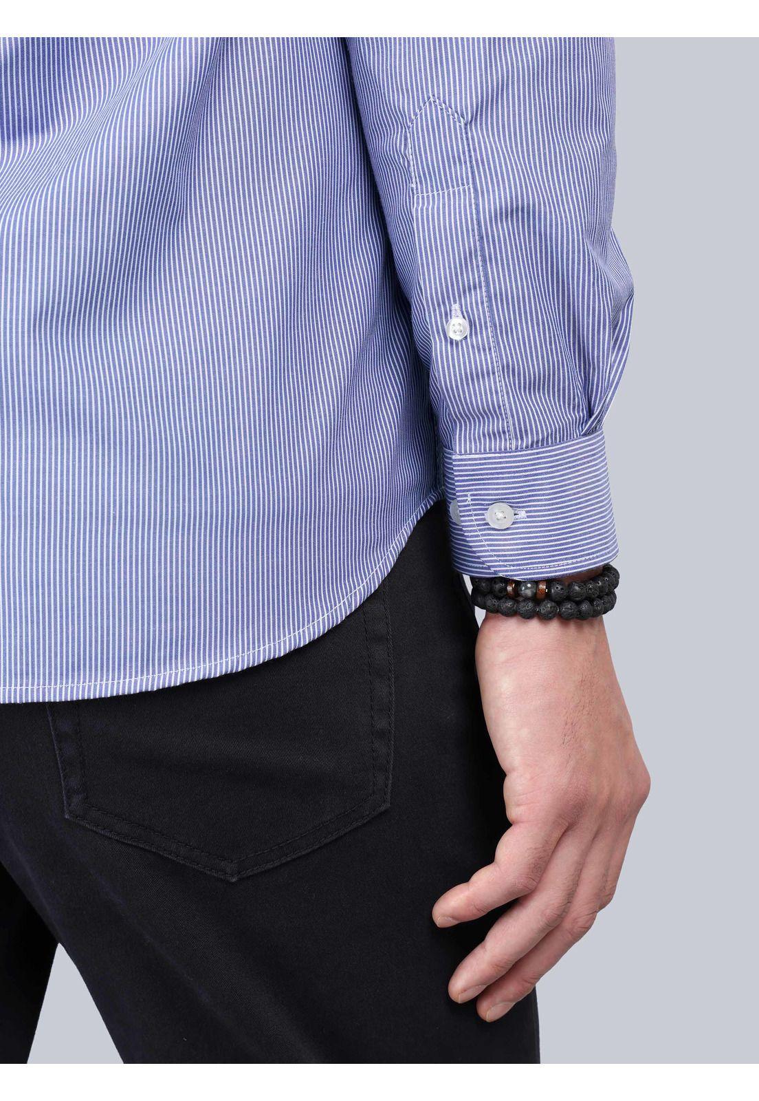 Camisa A Rayas Regular Fit Azul Arrow CM33062AZ-5