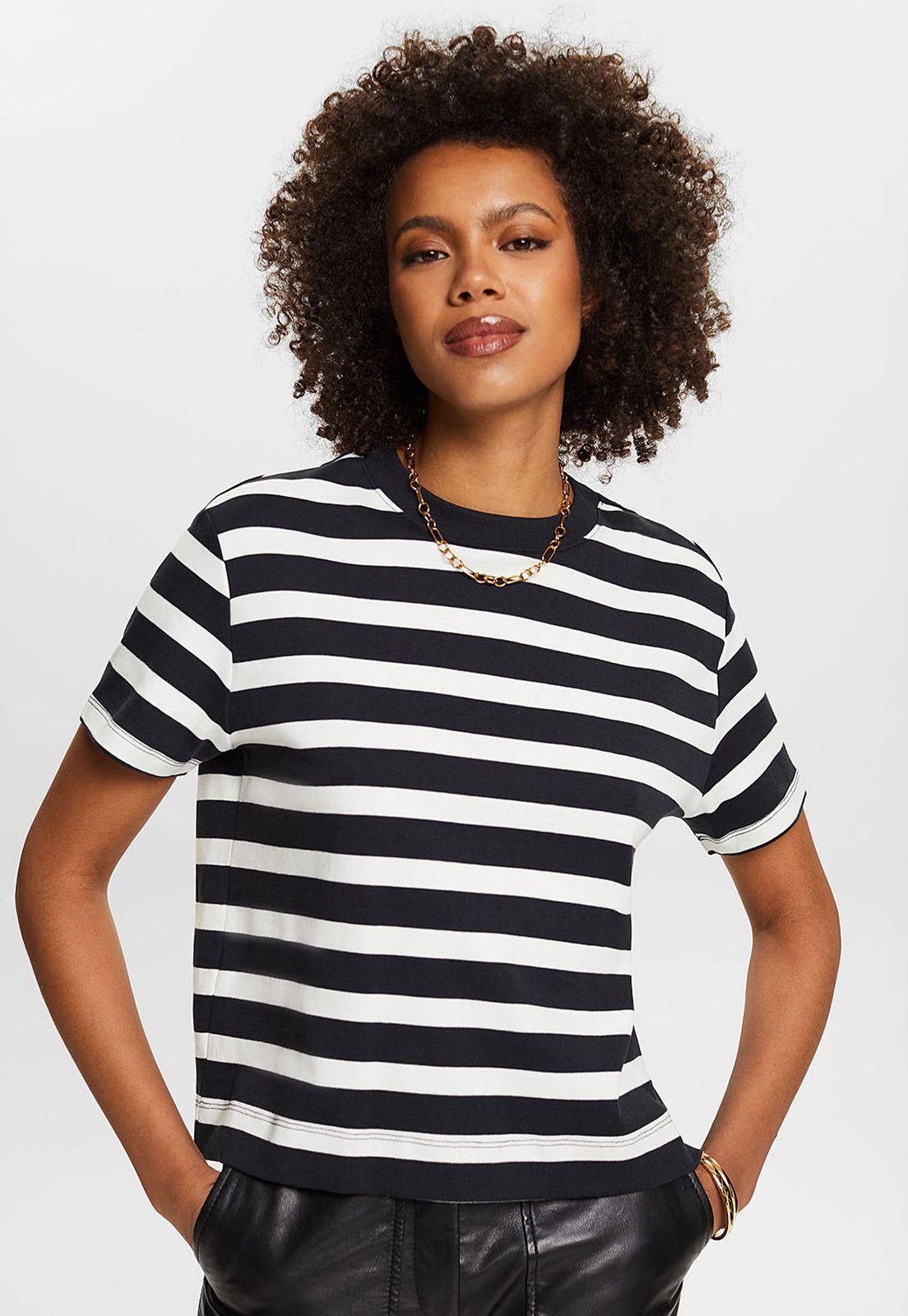 Polera A Rayas Con Cuello Redondo Mujer Esprit 034EE1K342-0
