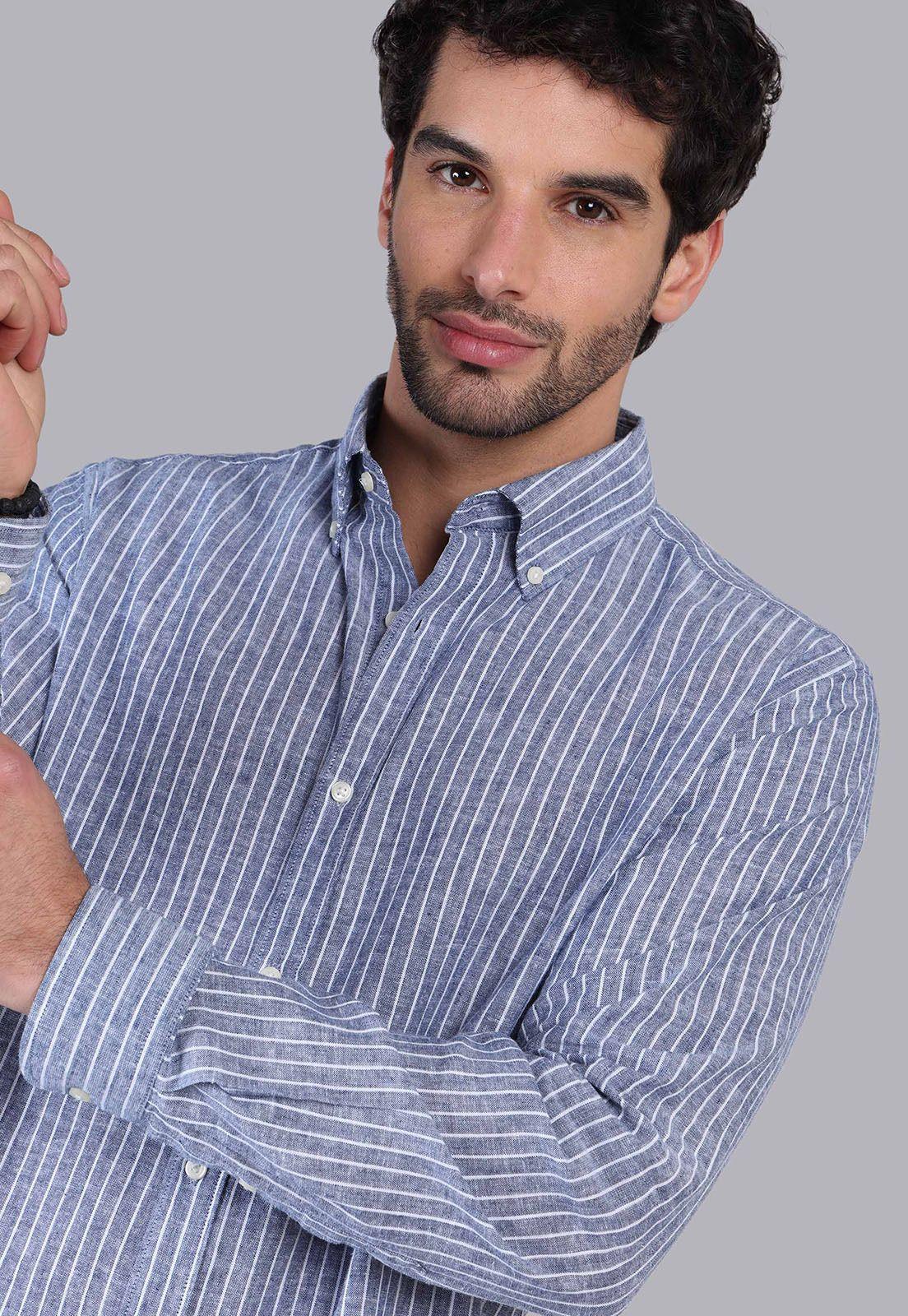Camisa Lino a Rayas Soviet SCVF023NB-2