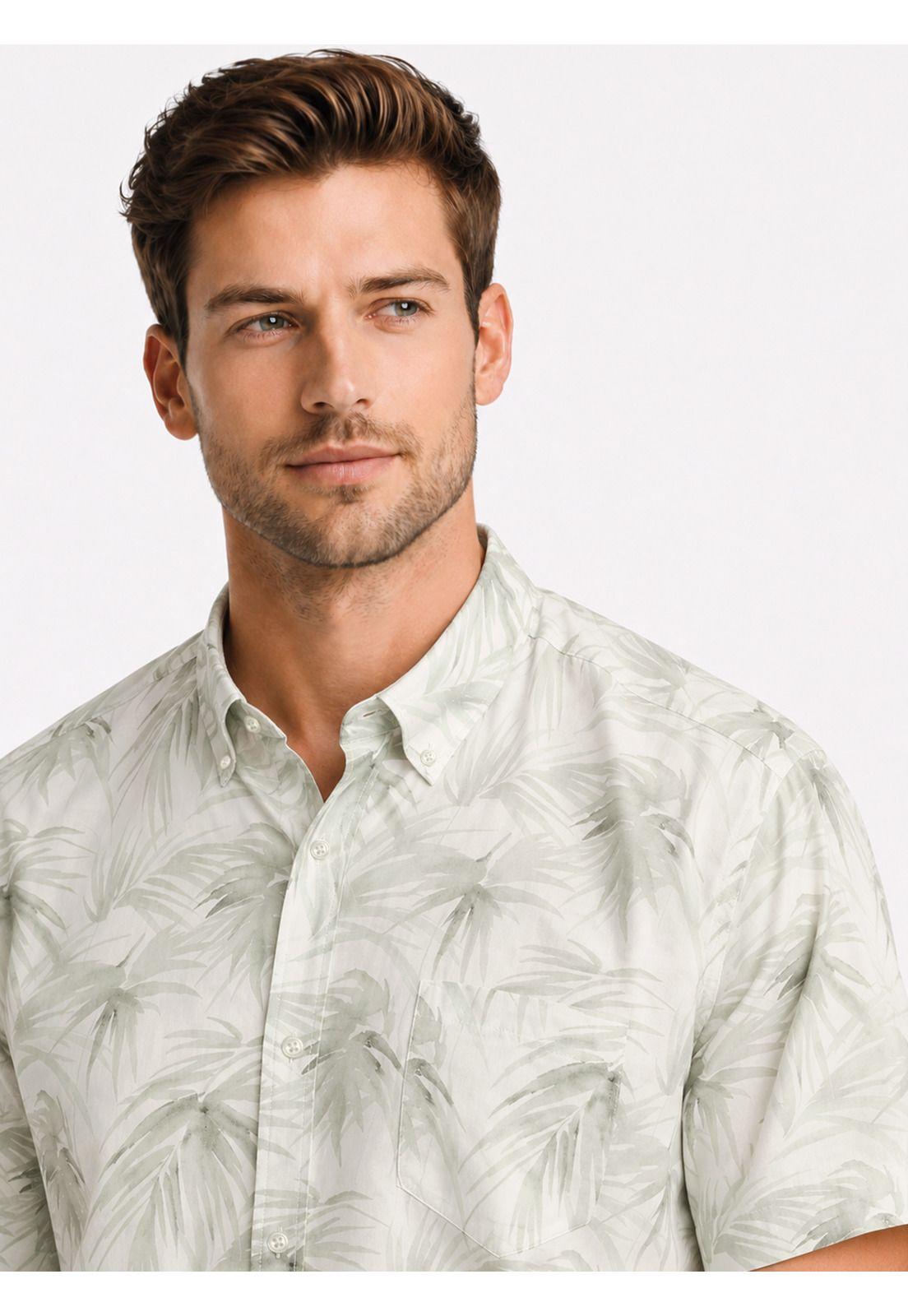 Camisa Print Spandex Regular Fit Beige Arrow CM34064BE-2