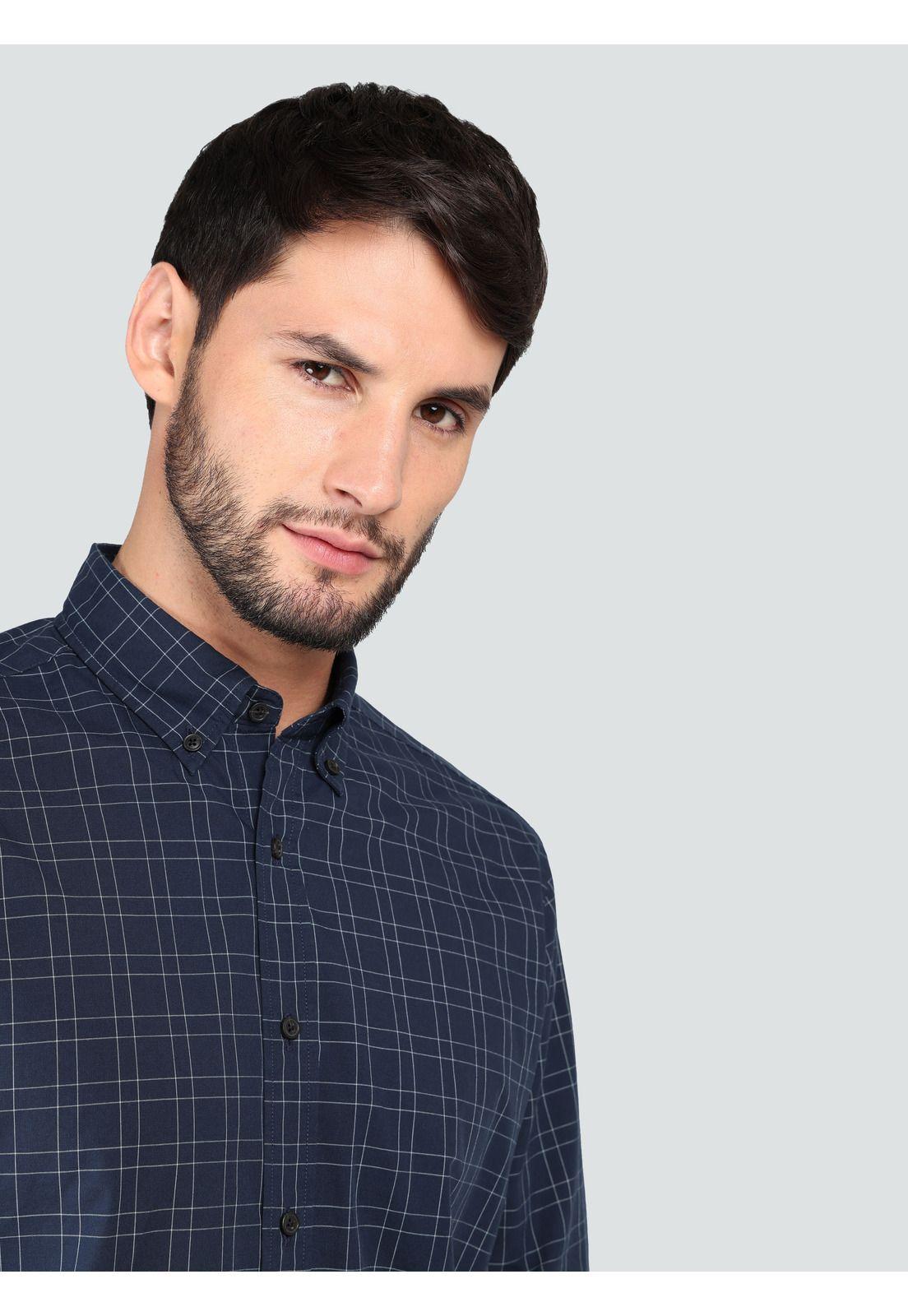 Camisa A Cuadros Regular Fit Azul Marino Arrow CM33012AZ-2
