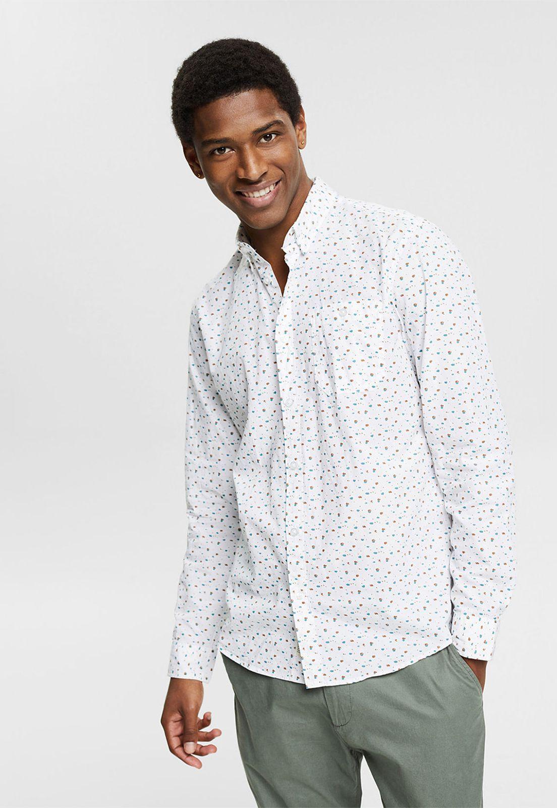 Camisa Estampada En 100% Algodón Esprit-0