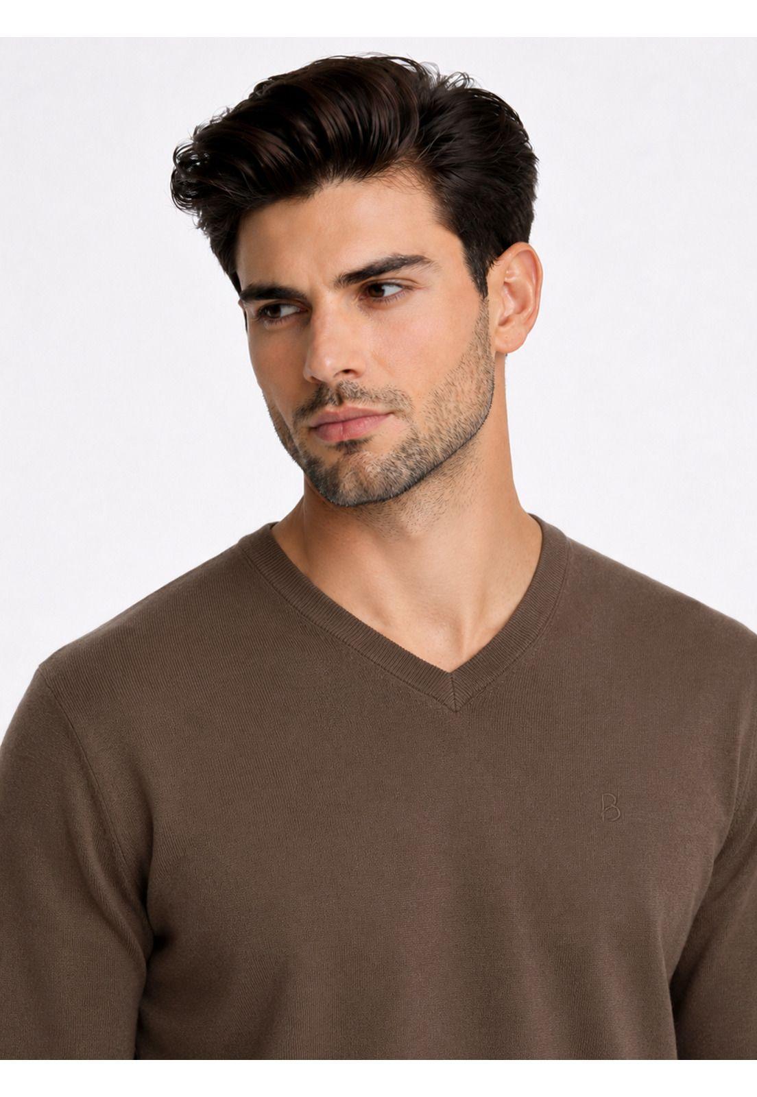 Sweater Cuello V Regular Fit Café Piero Butti PBDVI20CA-2