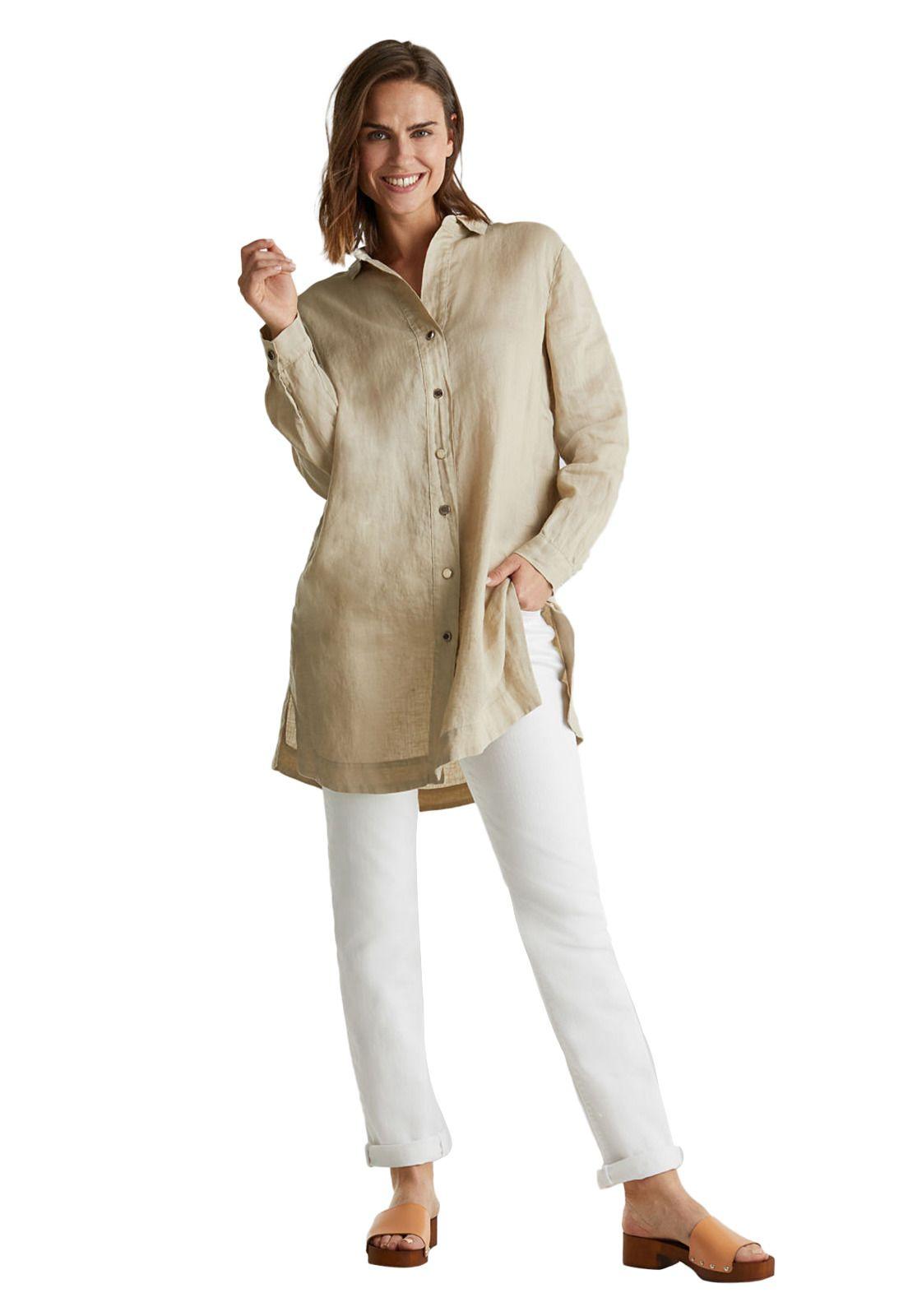 En lino: blusa camisera-0