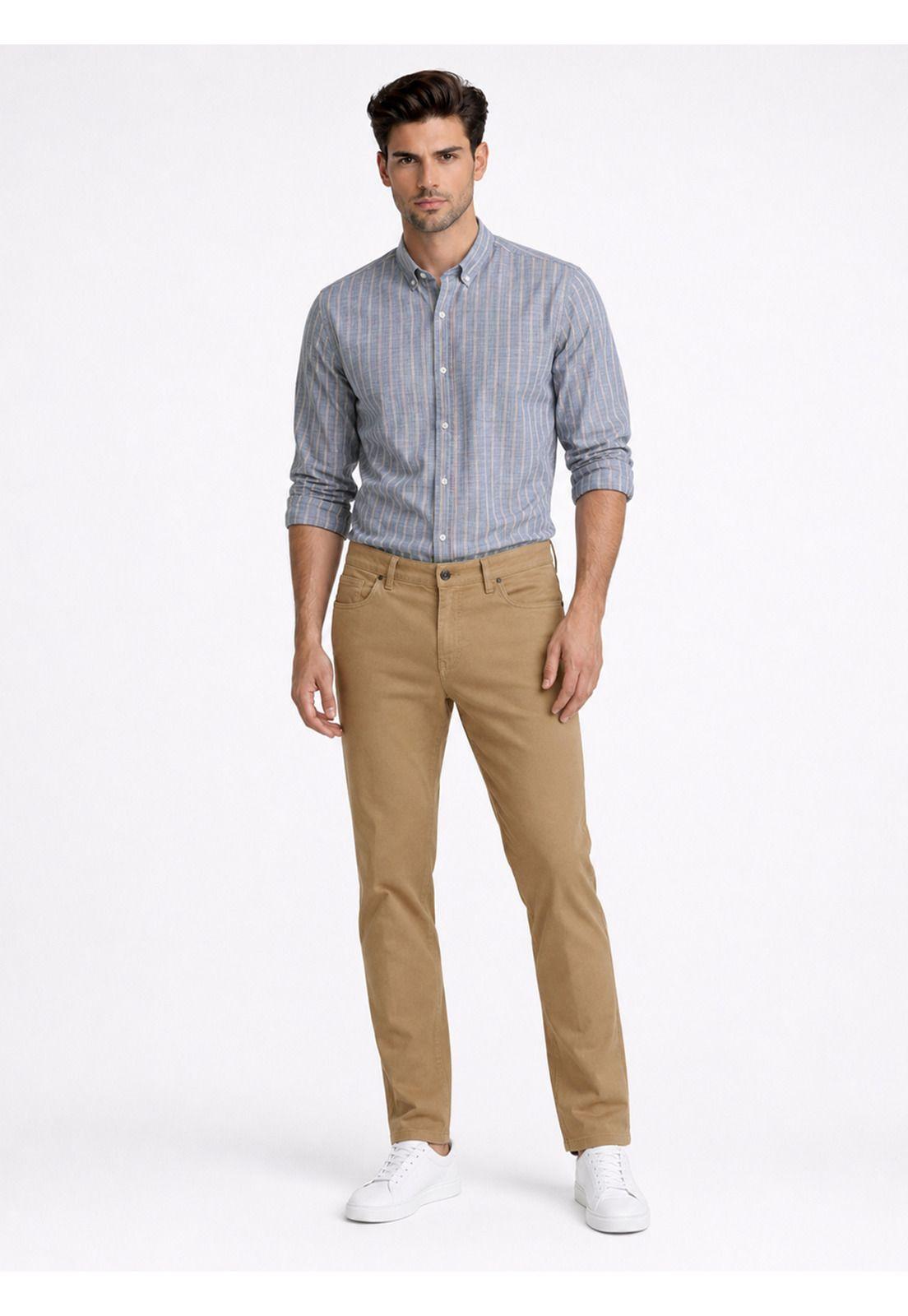 Pantalón Stone Wash Regular Fit Café Piero Butti PBDVB05CA-3