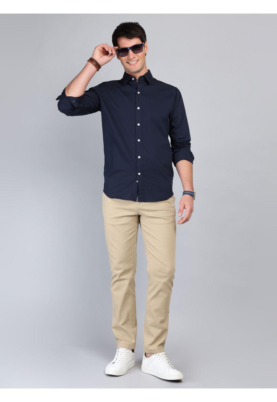 Camisa Lisa Regular Fit Azul Arrow CM33069AZ-3