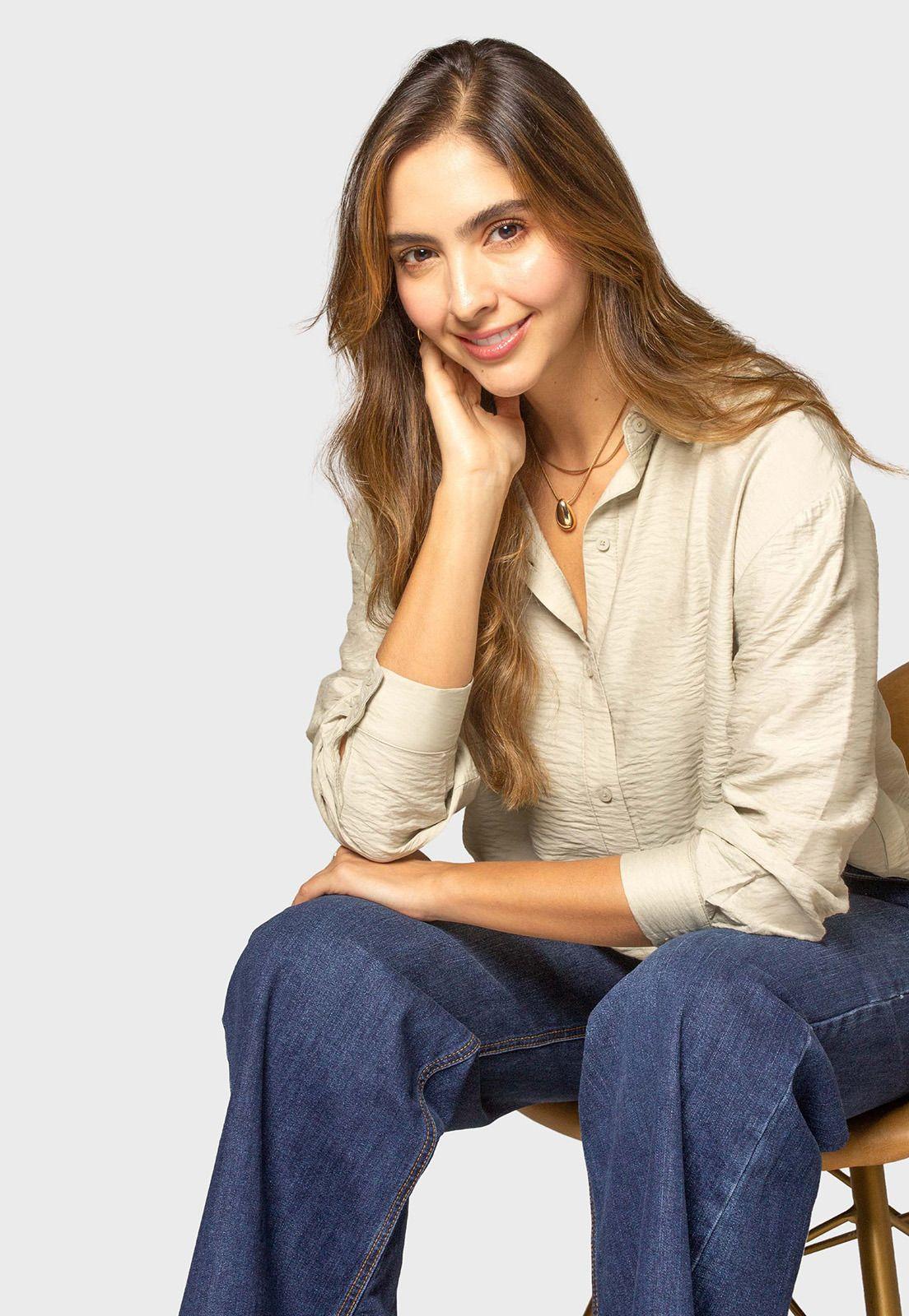 Blusa Camisera efecto Arrugado Mujer Esprit 611G040-3