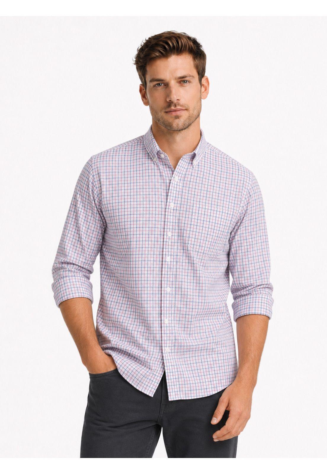 Camisa A Cuadros Regular Fit Rosado Arrow CM34011RD-0