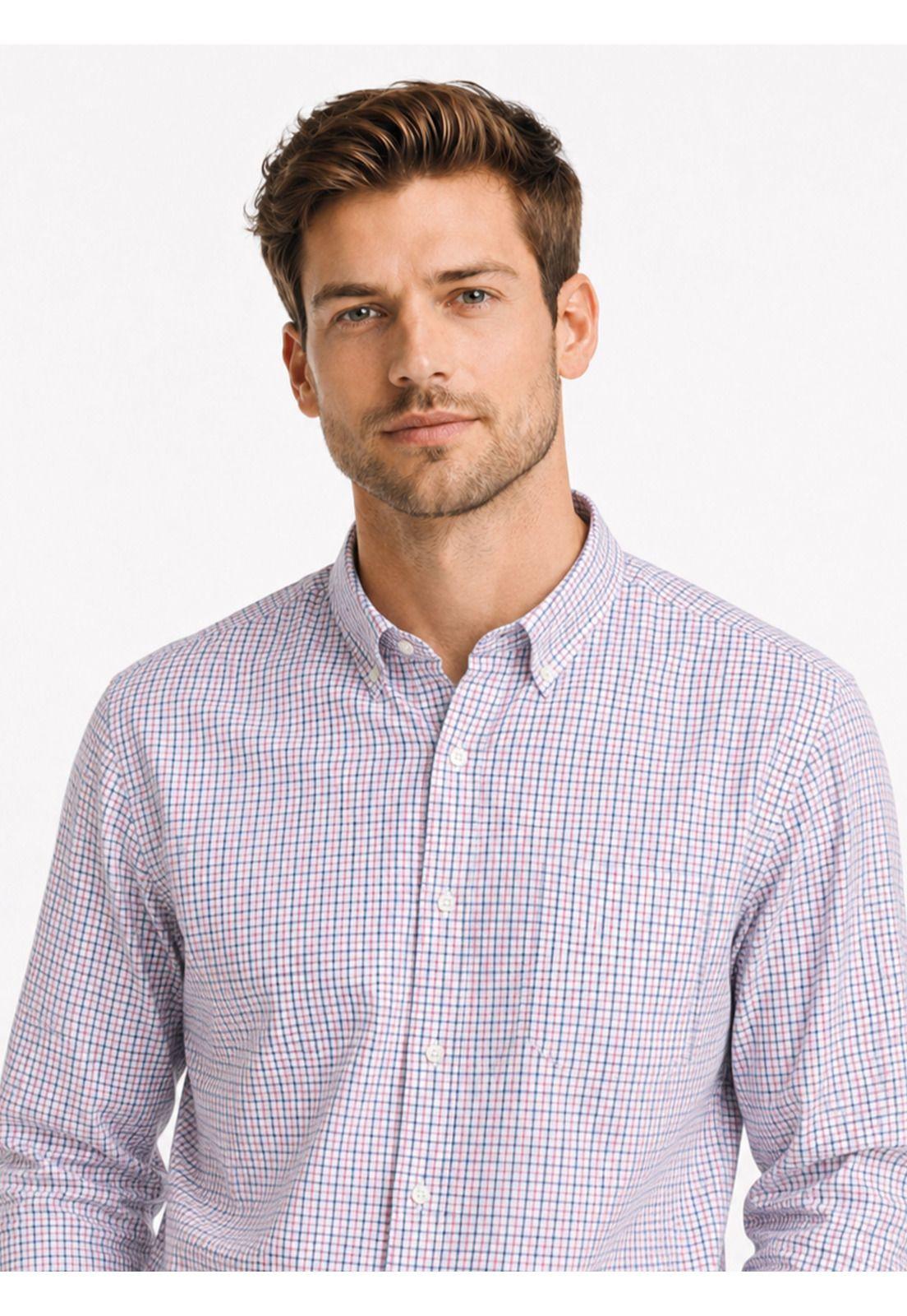 Camisa A Cuadros Regular Fit Rosado Arrow CM34011RD-2