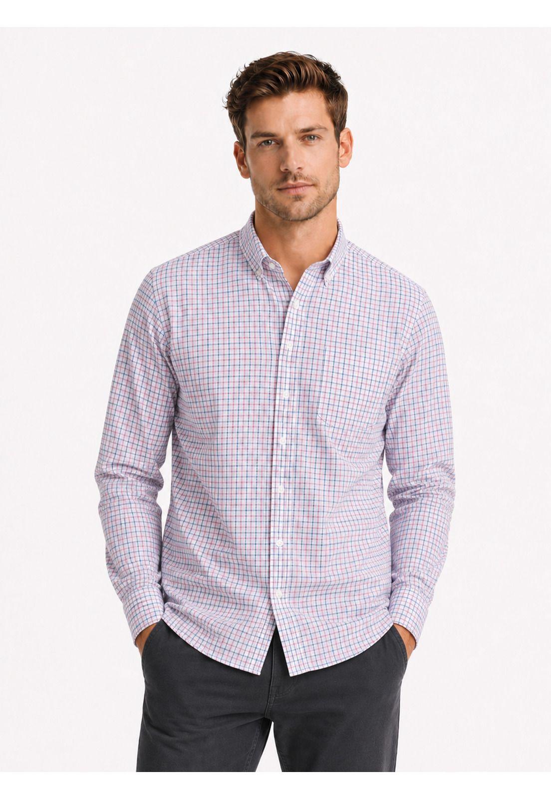 Camisa A Cuadros Regular Fit Rosado Arrow CM34011RD-3