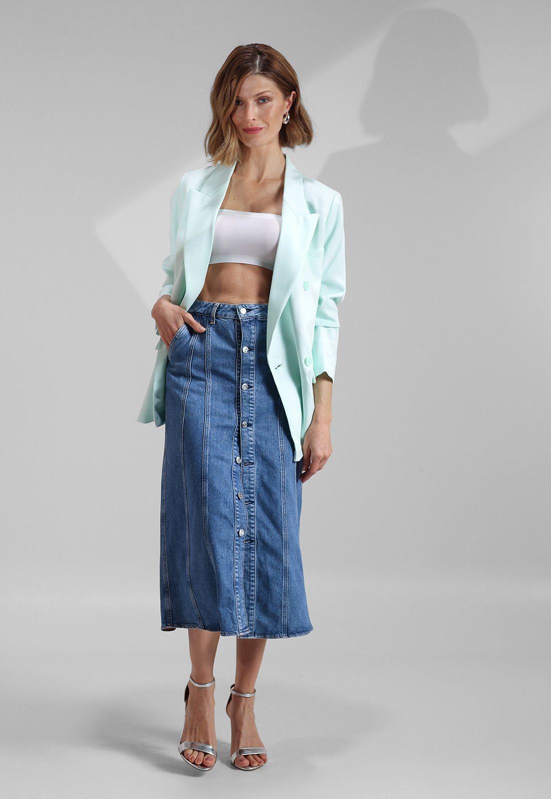Falda Midi De Mezclilla Mujer Esprit 034EE1D322-0
