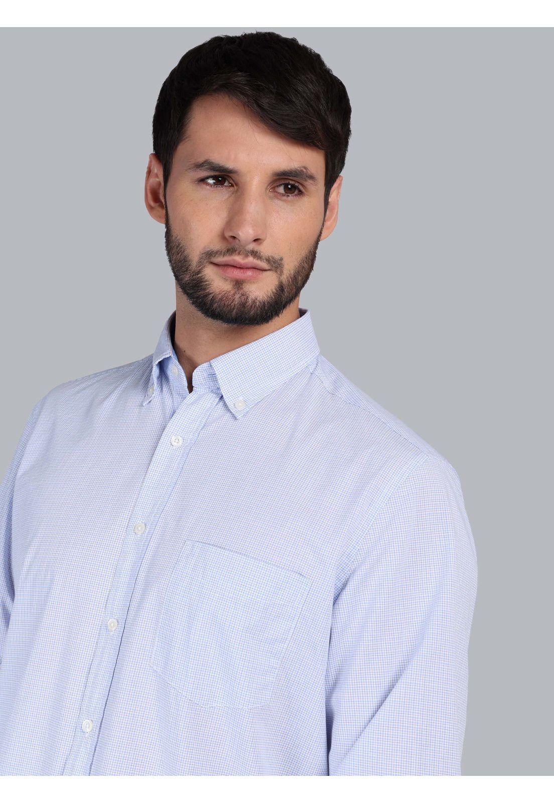 Camisa A Cuadros Regular Fit Celeste Arrow CM33009CE-2