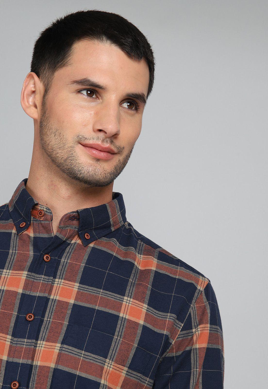 Camisa Cuadros Manga Larga Arrow CM31012AZ-2