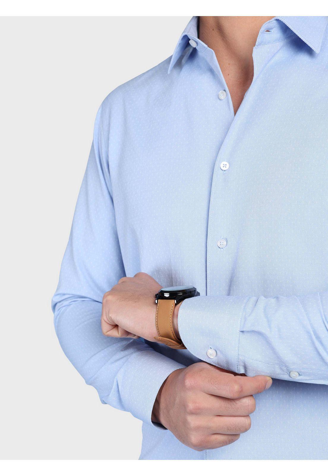 Camisa Texturada Slim Fit Azul Arrow CMI3333AZ-5