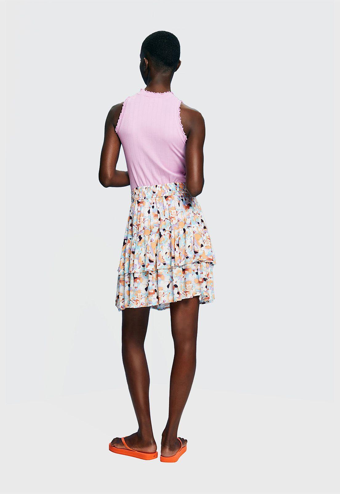 Minifalda Floral Con Pliegues Mujer Esprit-1