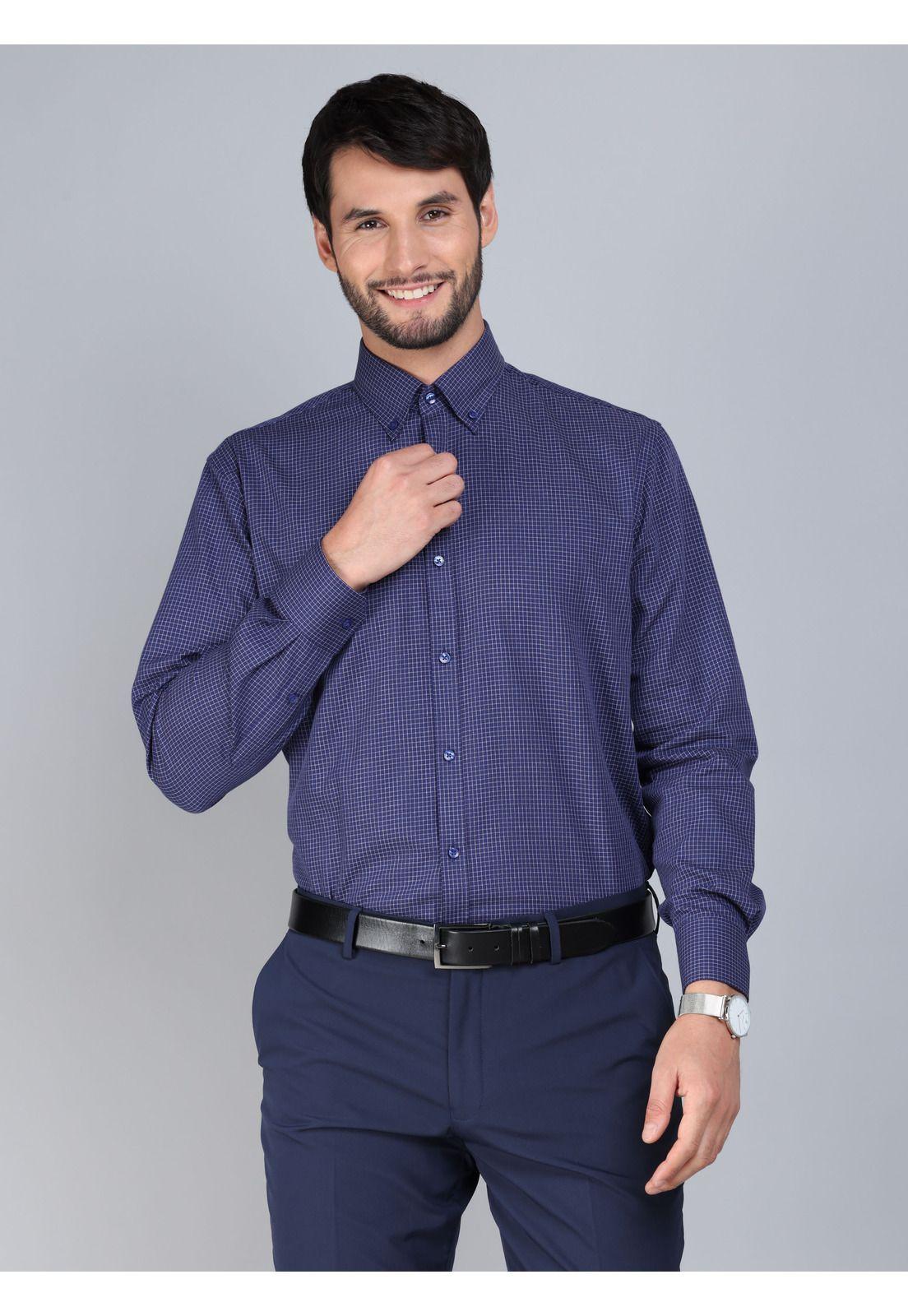 Camisa Formal A Cuadros Tailored Fit Azul Arrow ARM0521AZ-0