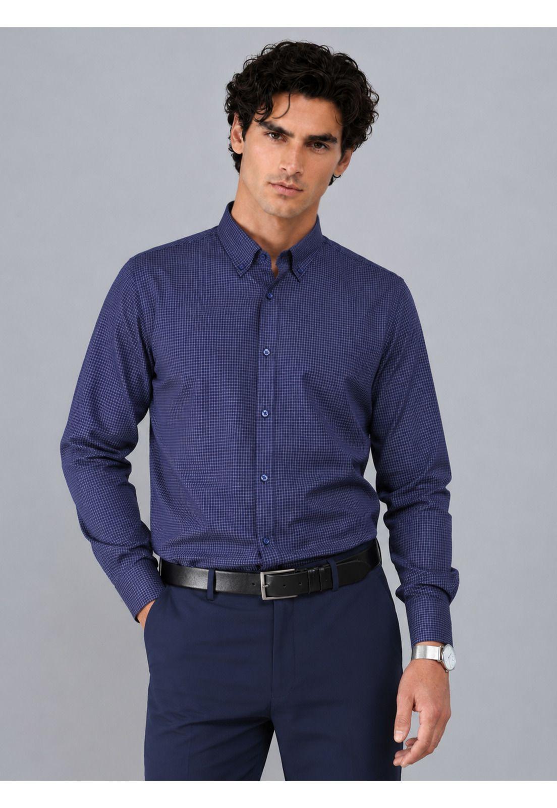 Camisa Formal A Cuadros Tailored Fit Azul Arrow ARM0521AZ-0