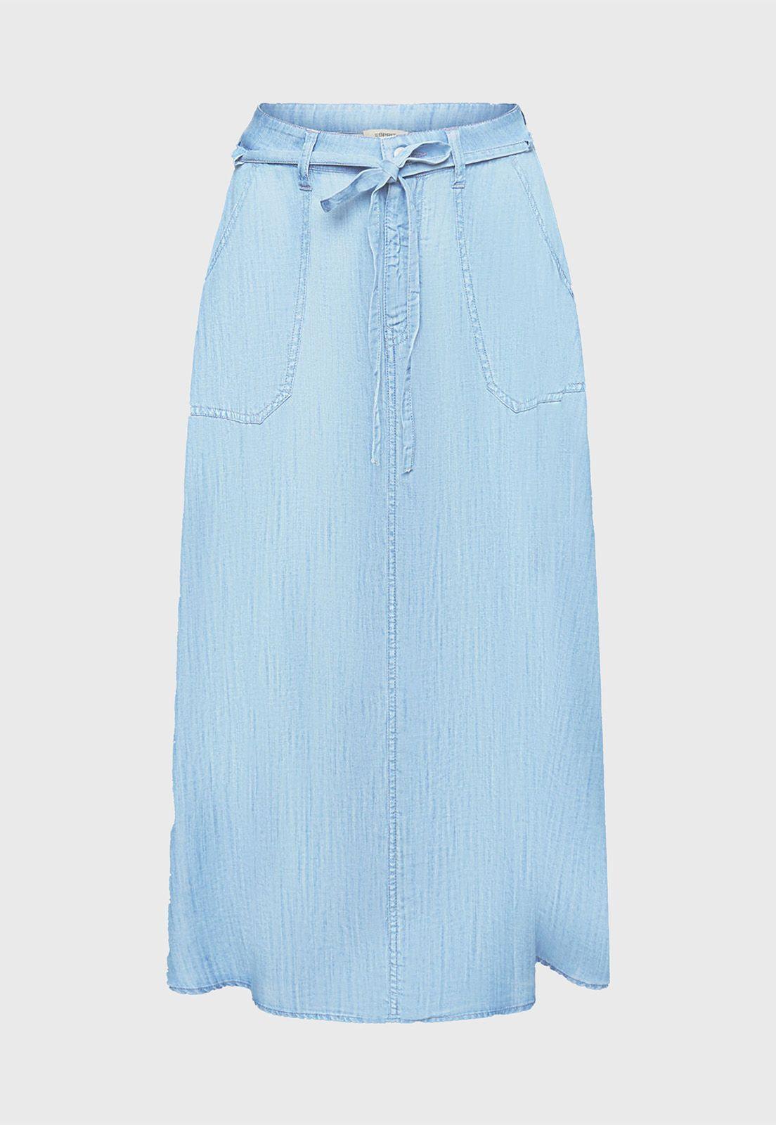 Falda Midi Con Acabado De Mezclilla Mujer Esprit-3