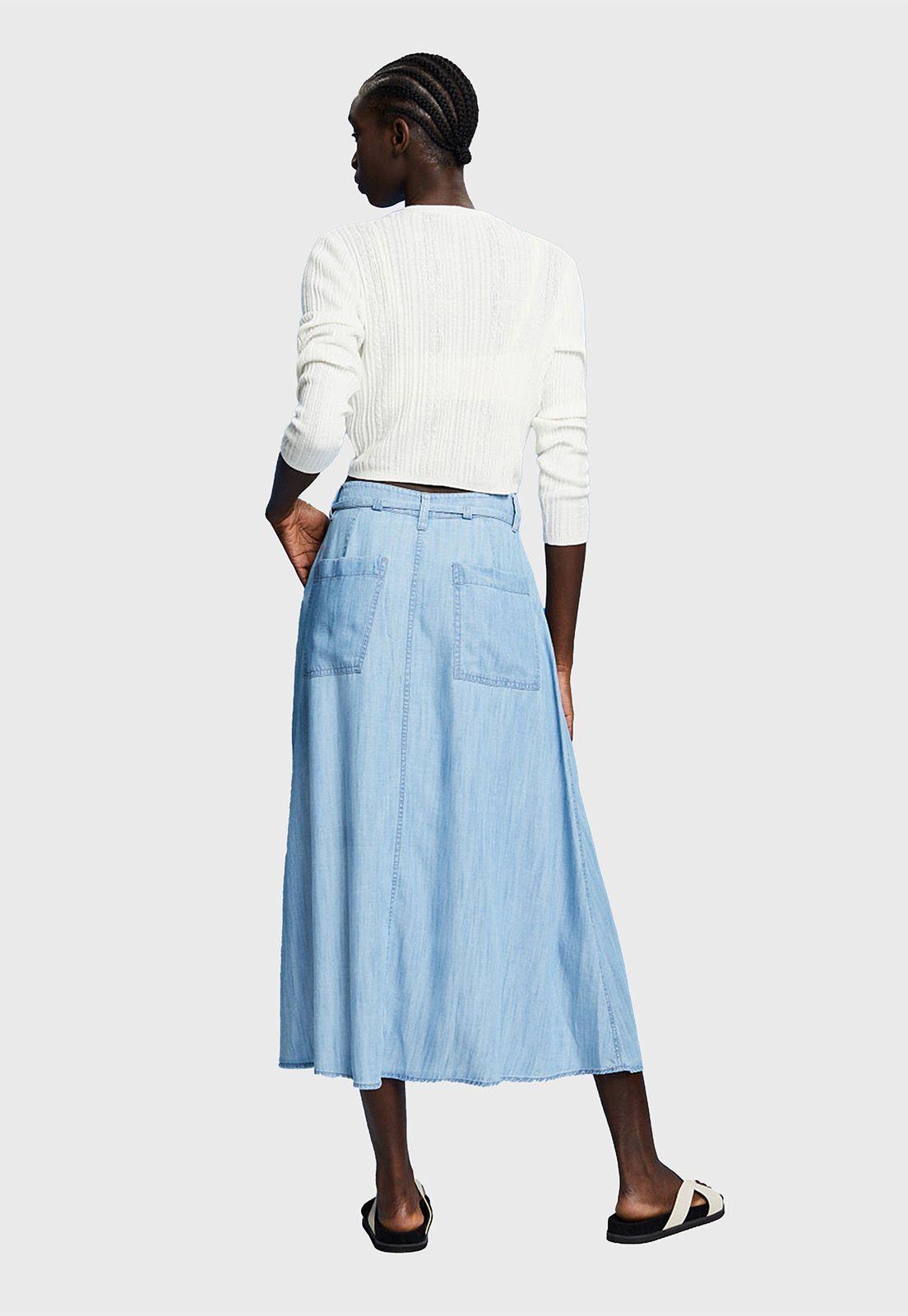 Falda Midi Con Acabado De Mezclilla Mujer Esprit-1