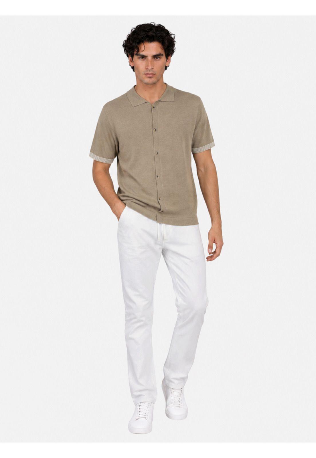 Polera Tejida Lino-Algodón Regular Fit Café Arrow PO34046CA-2