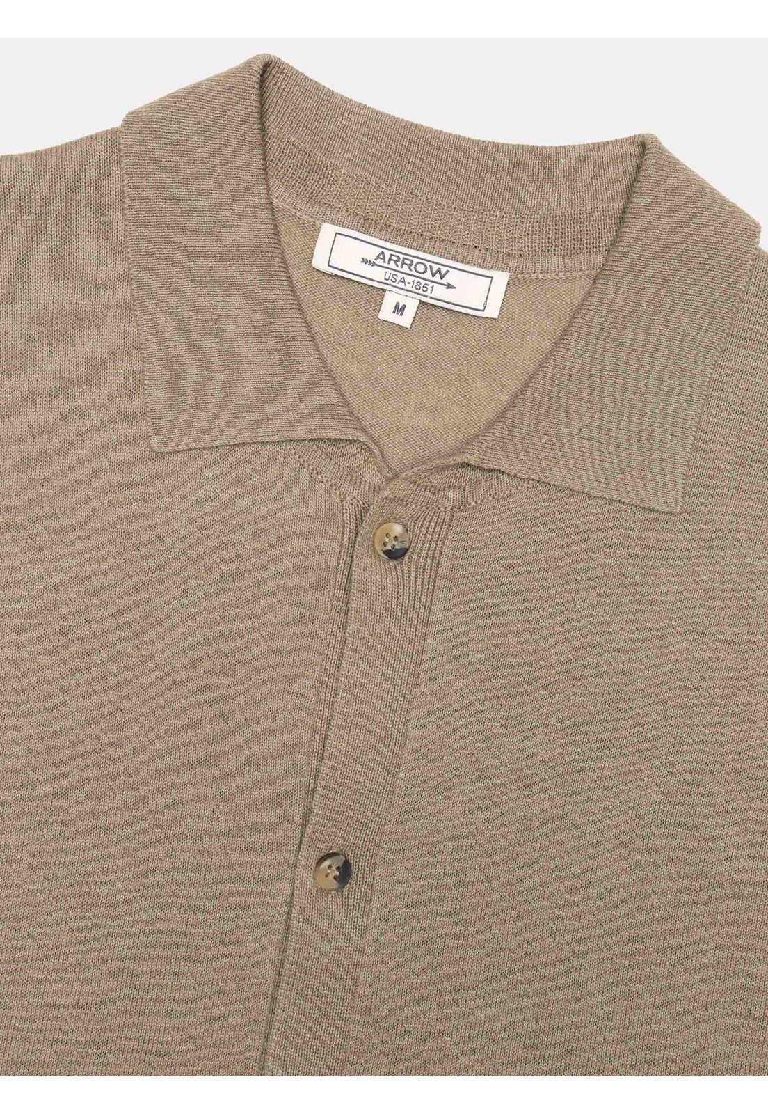 Polera Tejida Lino-Algodón Regular Fit Café Arrow PO34046CA-3