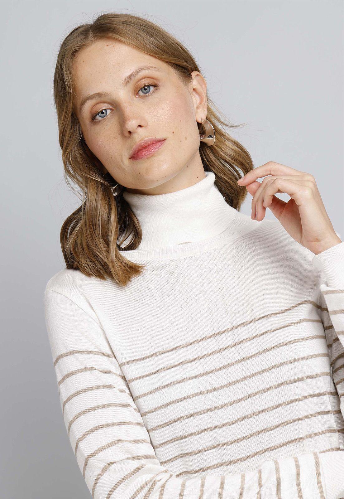 Sweater Liviano a Rayas Cuello Subido Mujer Esprit 469F102-2