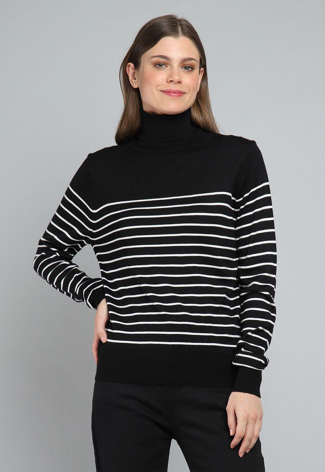 Sweater Liviano a Rayas Cuello Subido Mujer Esprit 469F102-0