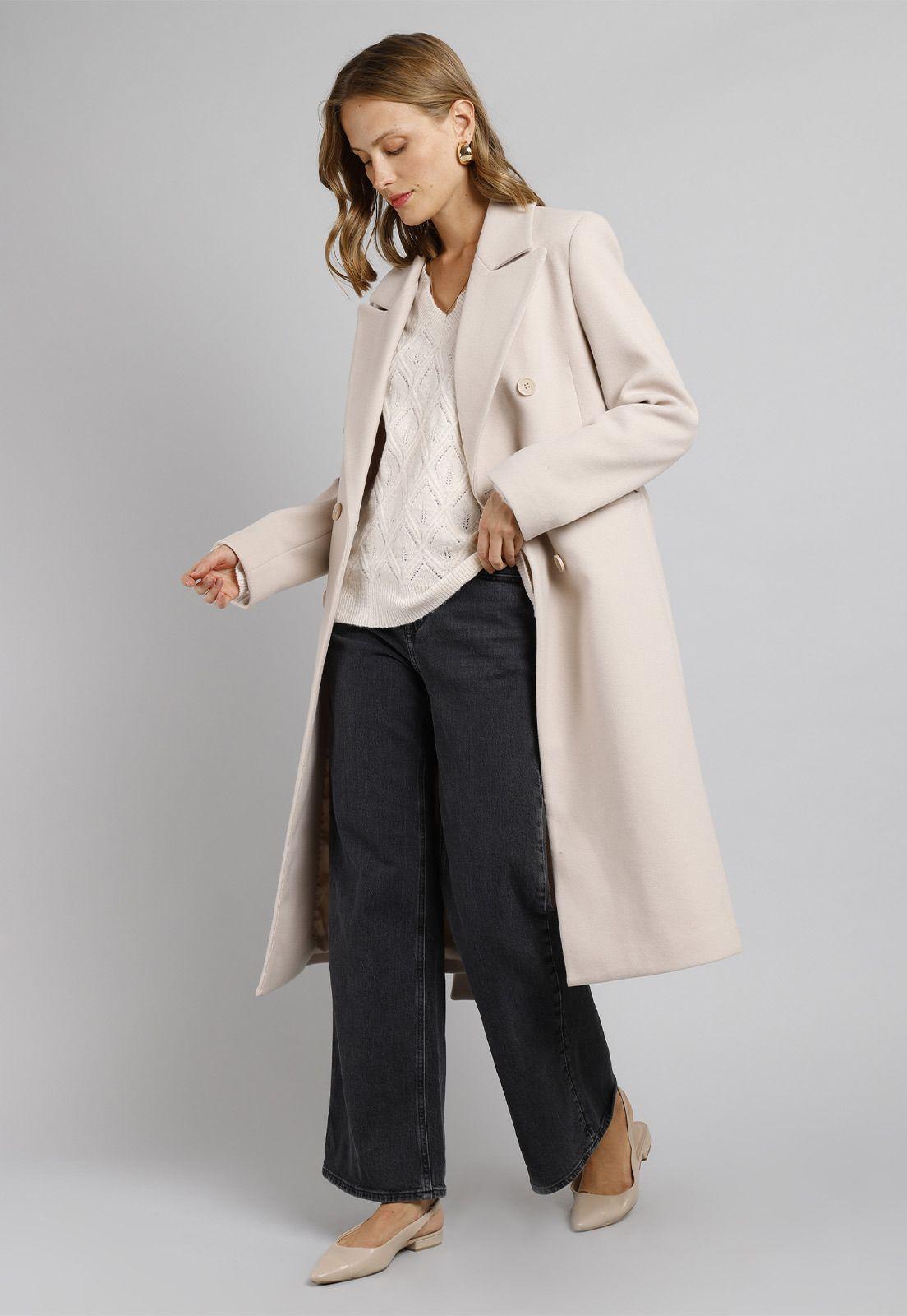 Abrigo de Paño con Lazo en la Cintura Mujer Esprit C000777-3