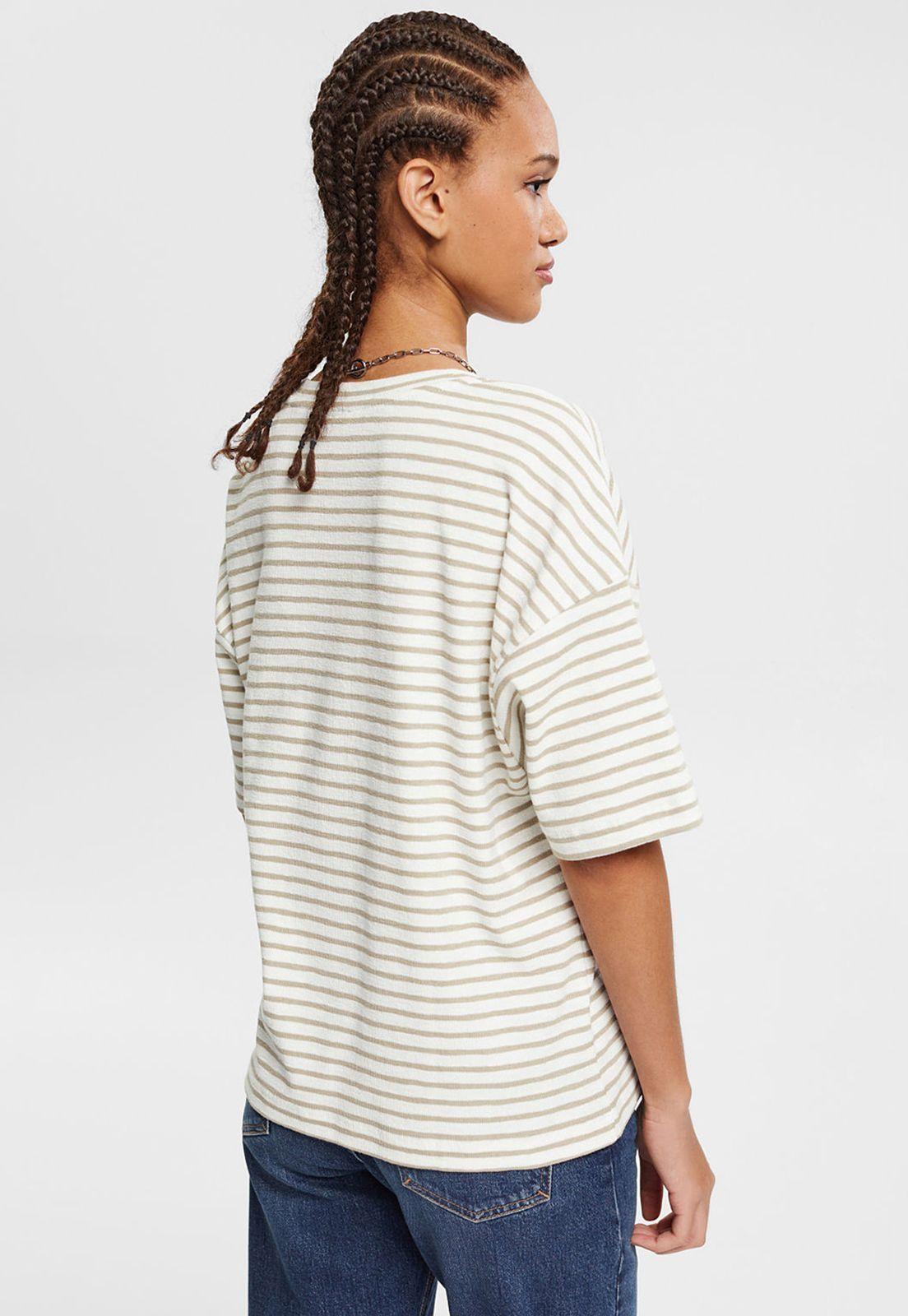 Polera A Rayas Manga Corta Mujer Esprit Naranja-1