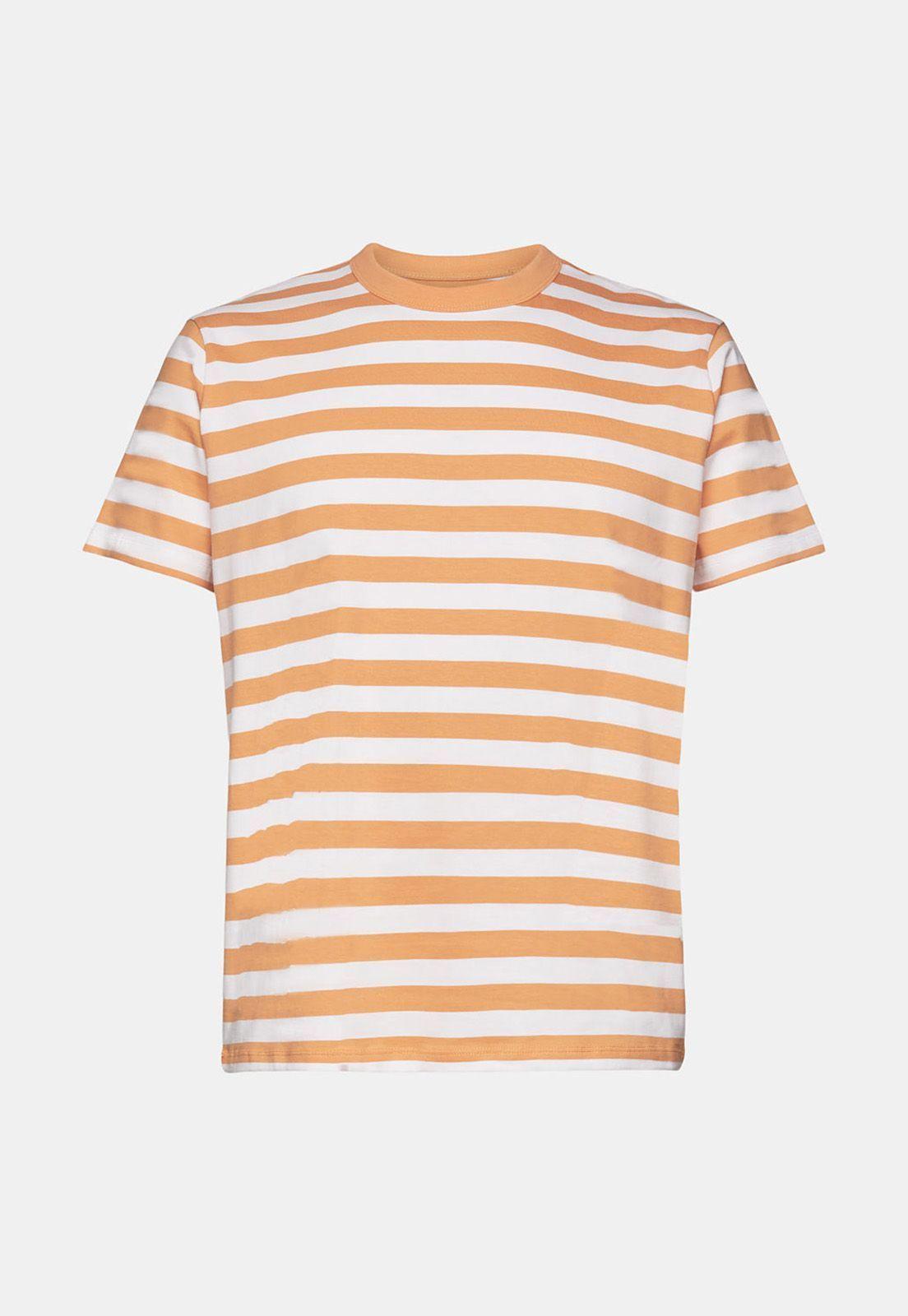 Polera A Rayas Con Cuello Redondo Esprit Naranja-2