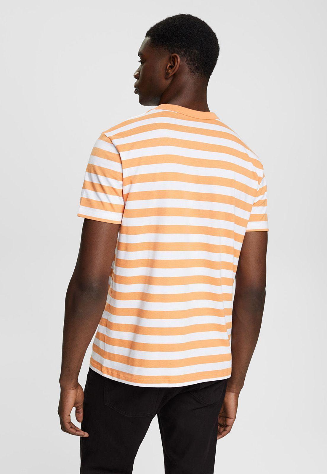 Polera A Rayas Con Cuello Redondo Esprit Naranja-1