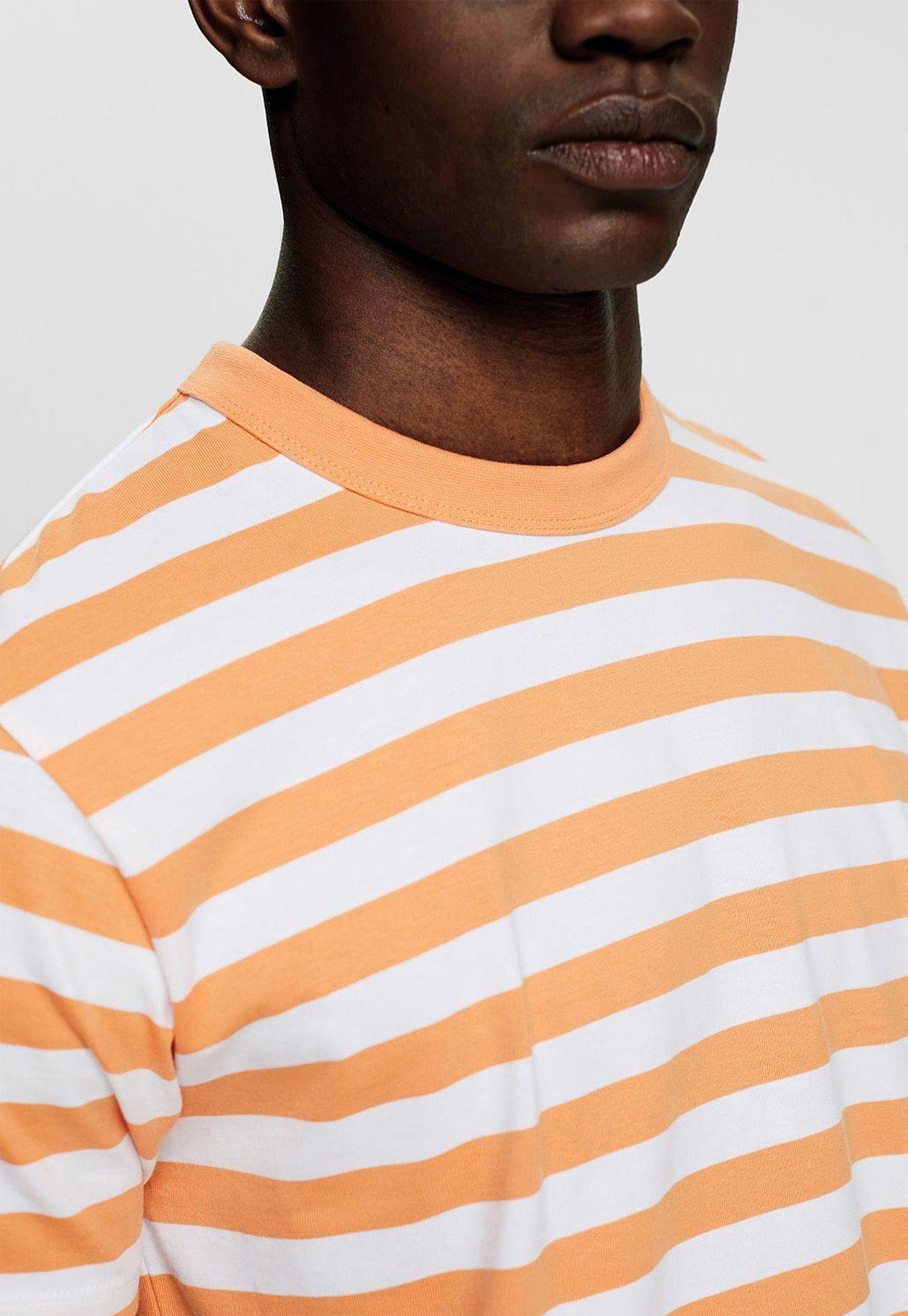 Polera A Rayas Con Cuello Redondo Esprit Naranja-3