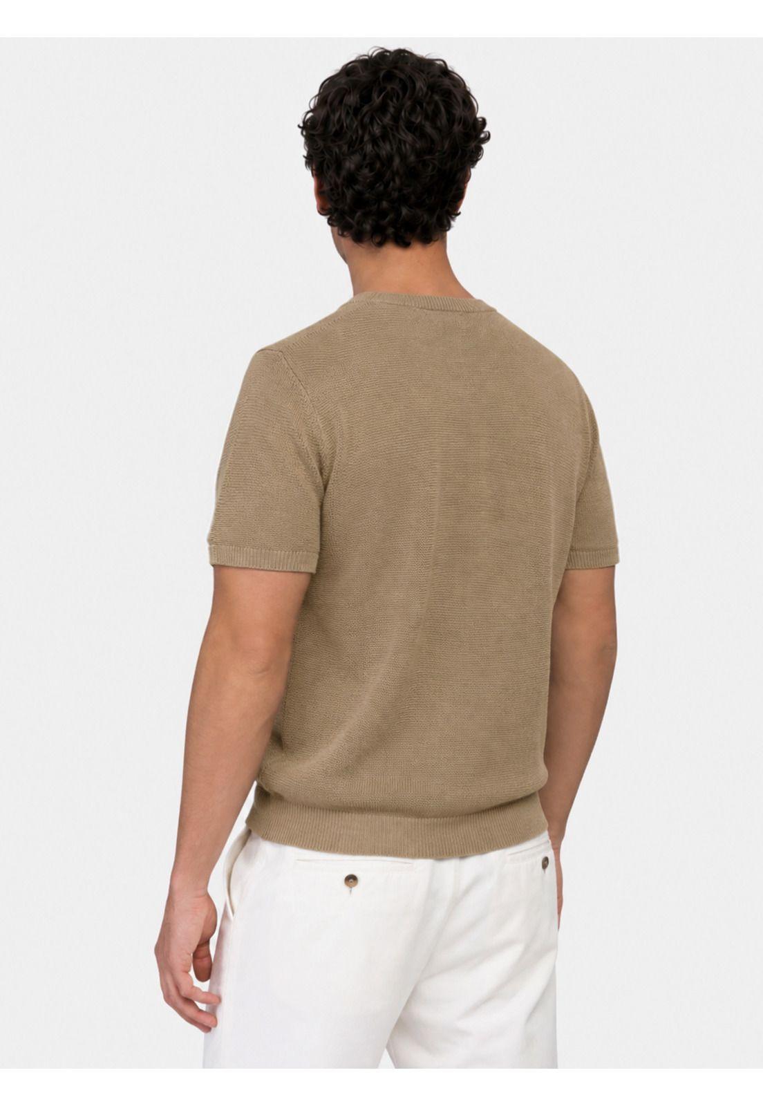 Polera Tejida Lino-Algodón Regular Fit Café Arrow PO34048CA-1
