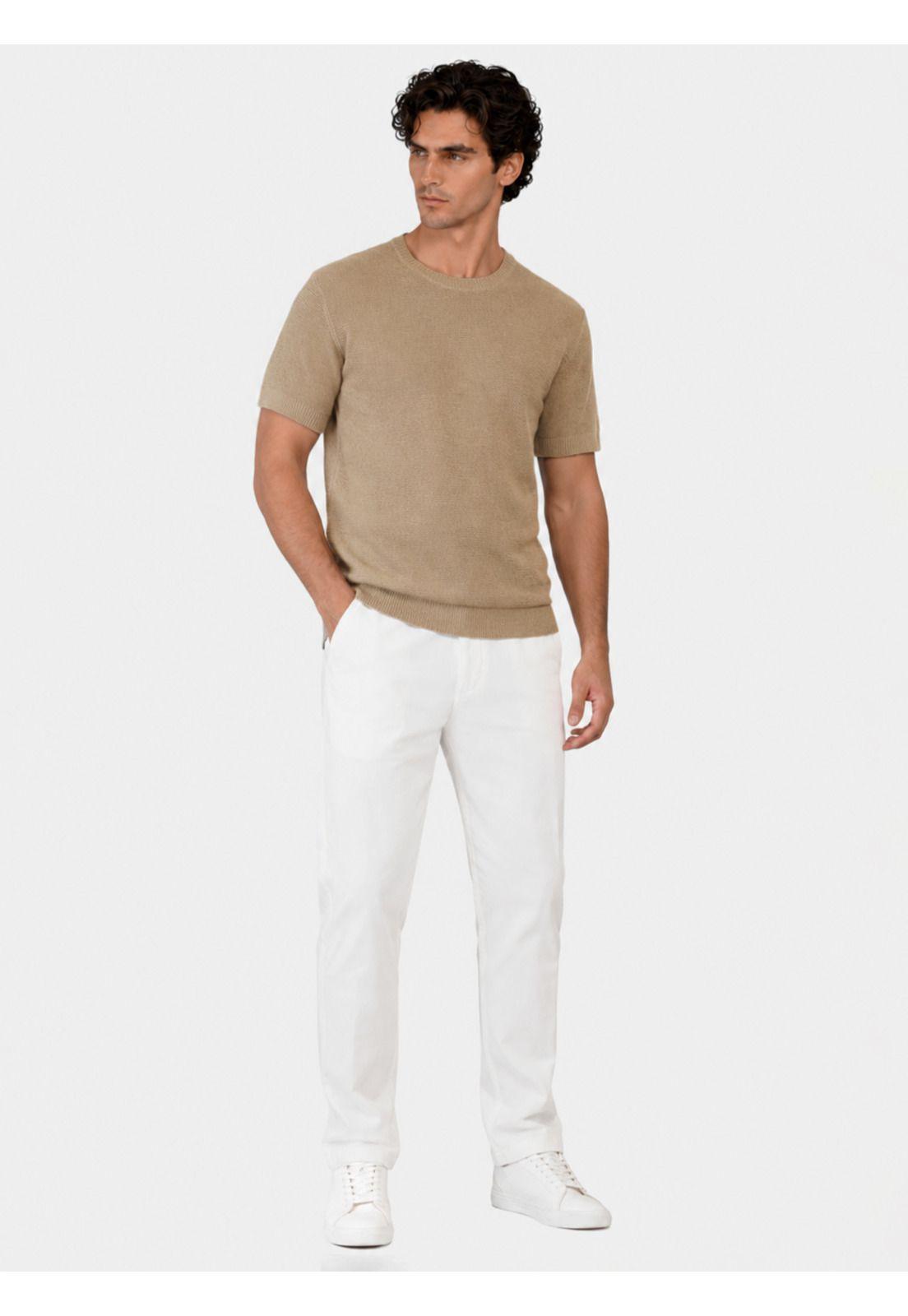 Polera Tejida Lino-Algodón Regular Fit Café Arrow PO34048CA-3