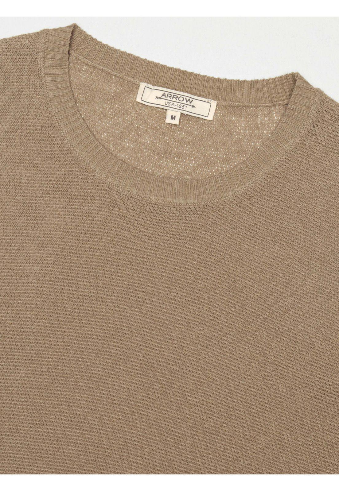 Polera Tejida Lino-Algodón Regular Fit Café Arrow PO34048CA-4