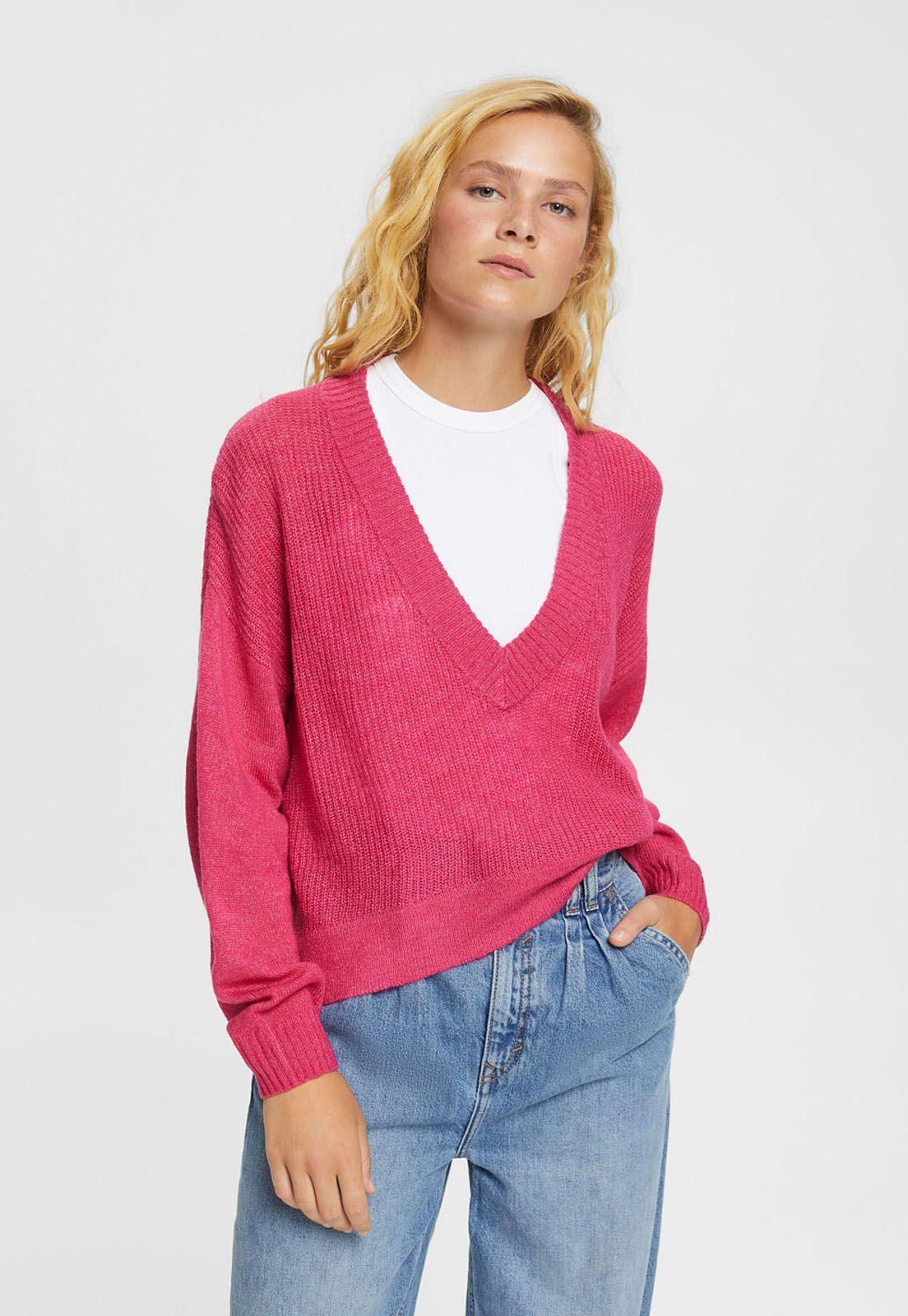 Sweater De Lana Con Cuello En V Mujer Esprit-0