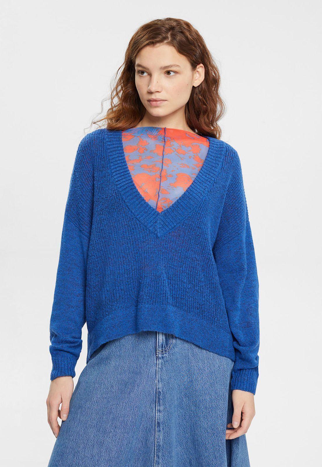 Sweater De Lana Con Cuello En V Mujer Esprit-0