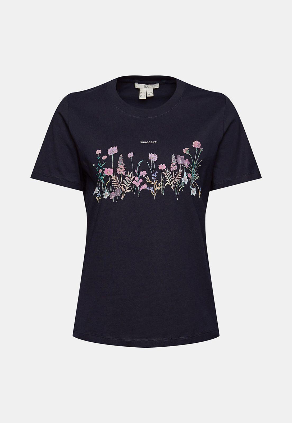 Polera Con Estampado De Flores Esprit Azul marino-3