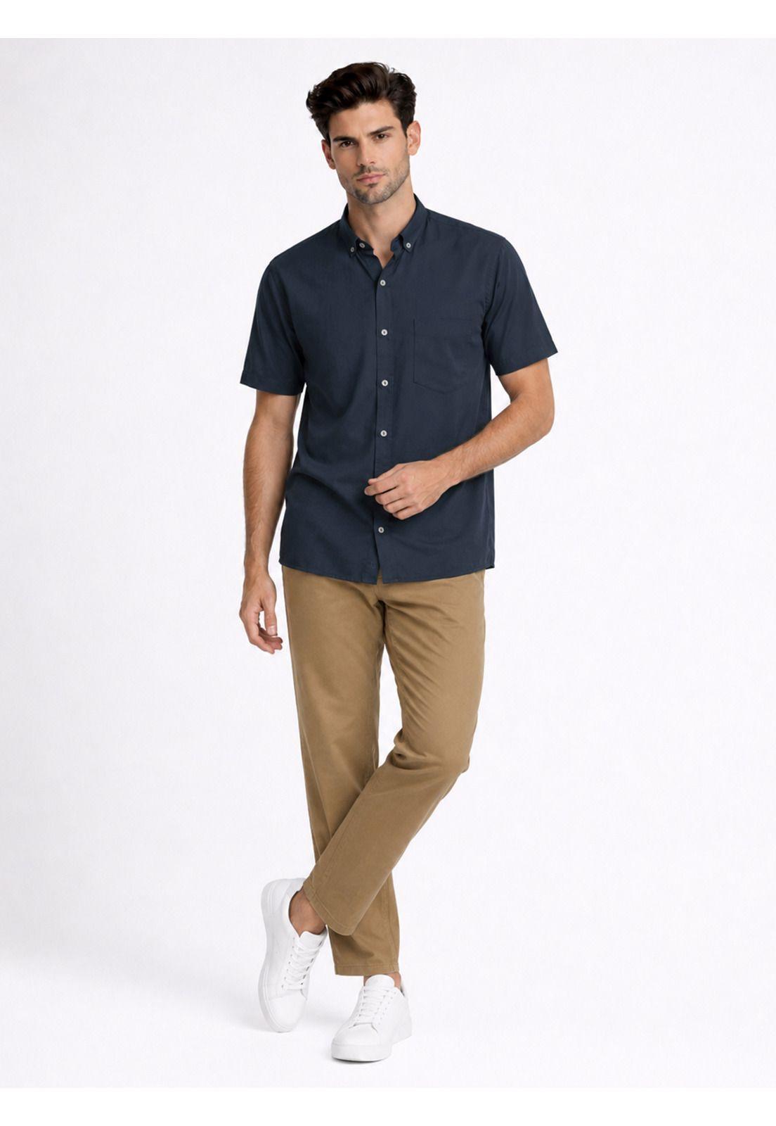 Camisa Lisa Regular Fit Azul Marino Piero Butti PBDVF26NB-3