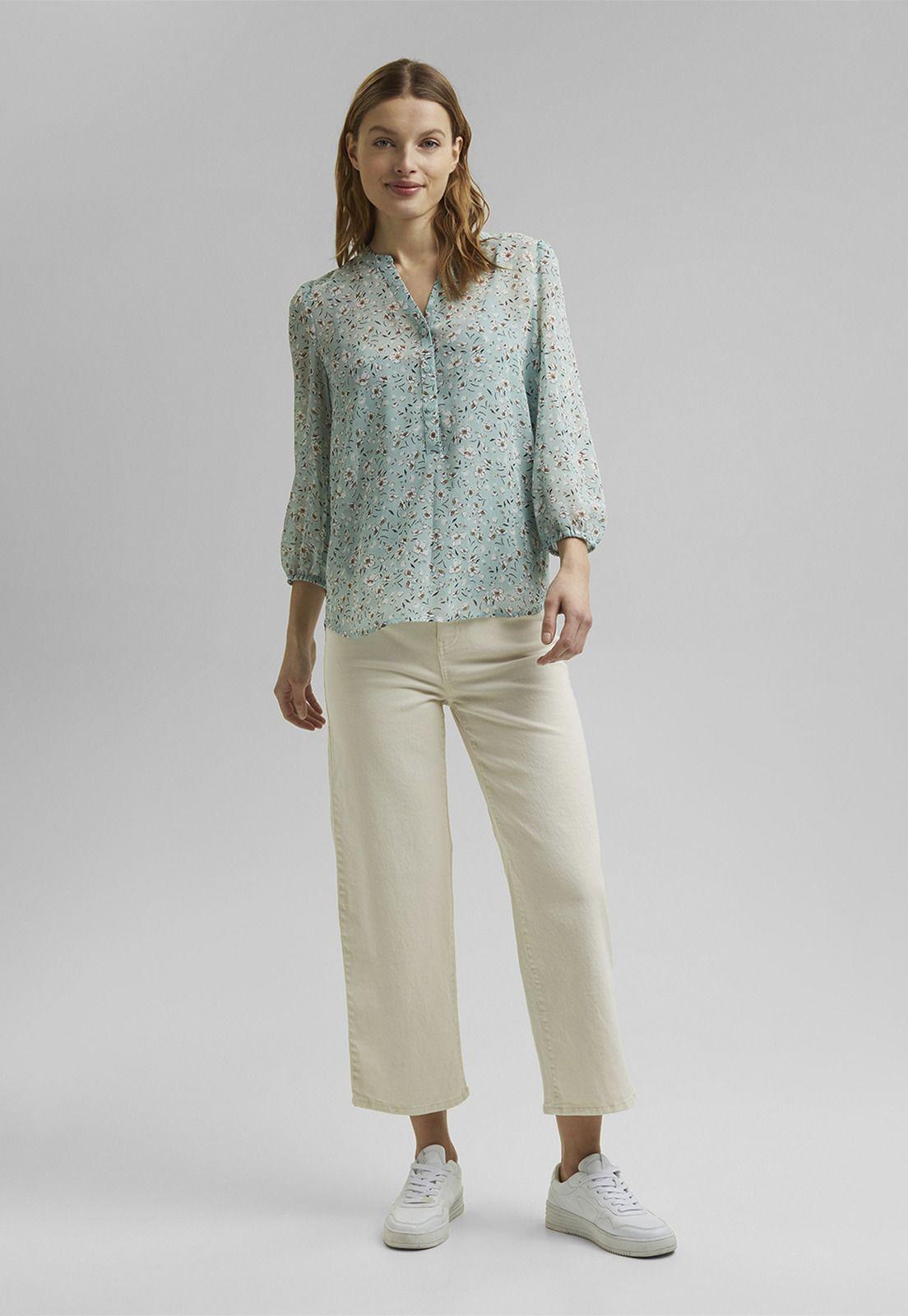Blusa De Gasa Con Estampado Esprit-0