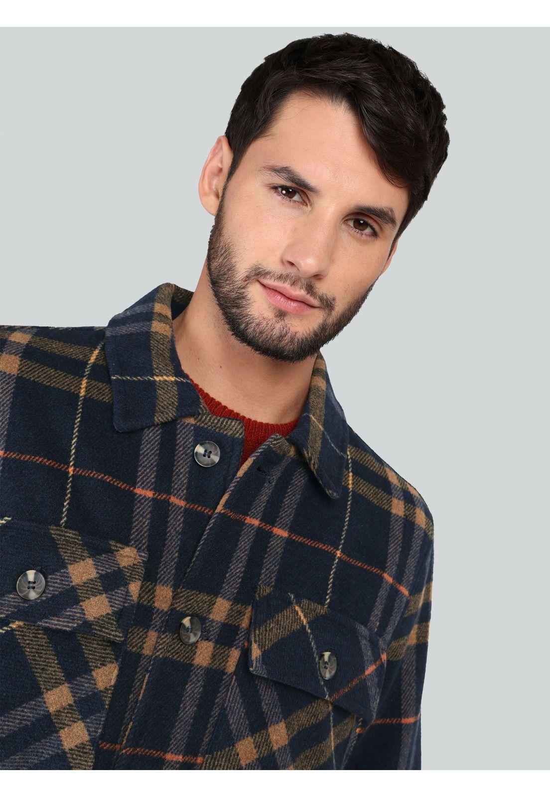 Chaqueta Escocesa Regular Fit Azul marino Arrow CA33041NB-2