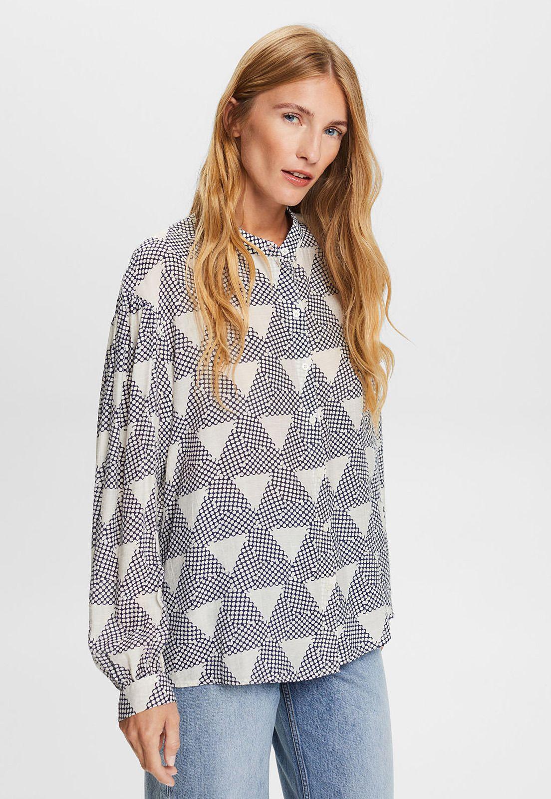 Blusa camisera con bolsillo estampada Mujer Esprit-0