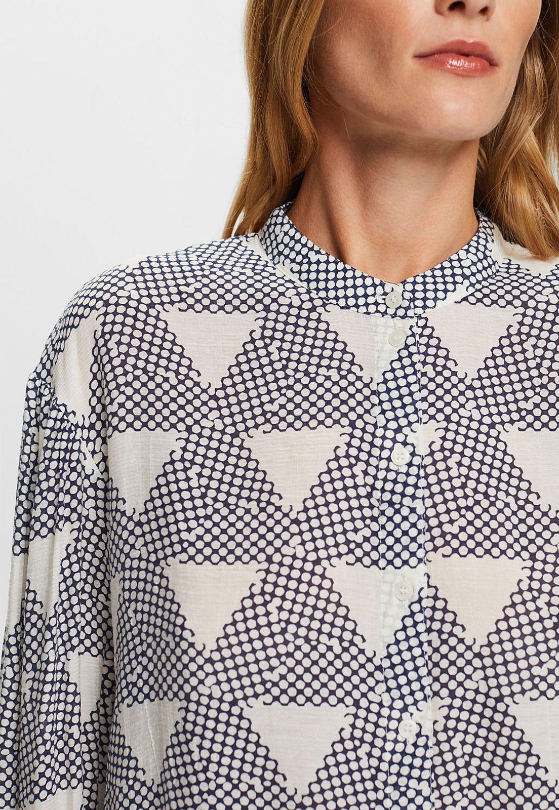 Blusa camisera con bolsillo estampada Mujer Esprit-2