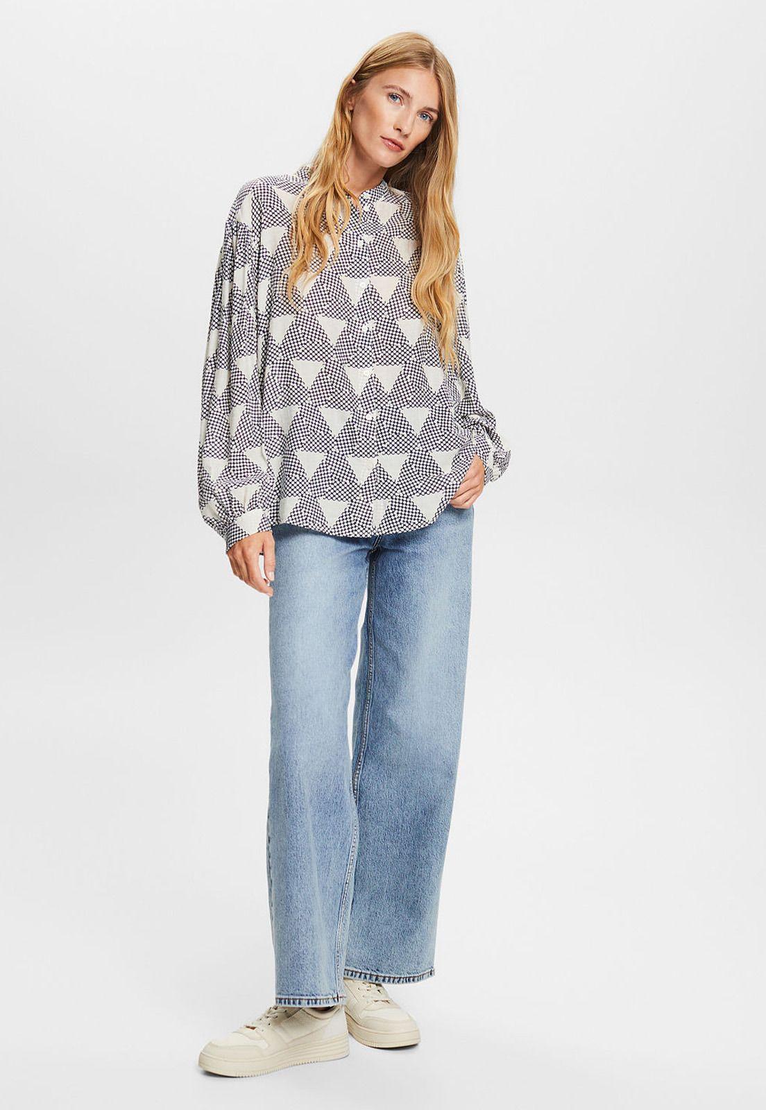 Blusa camisera con bolsillo estampada Mujer Esprit-3