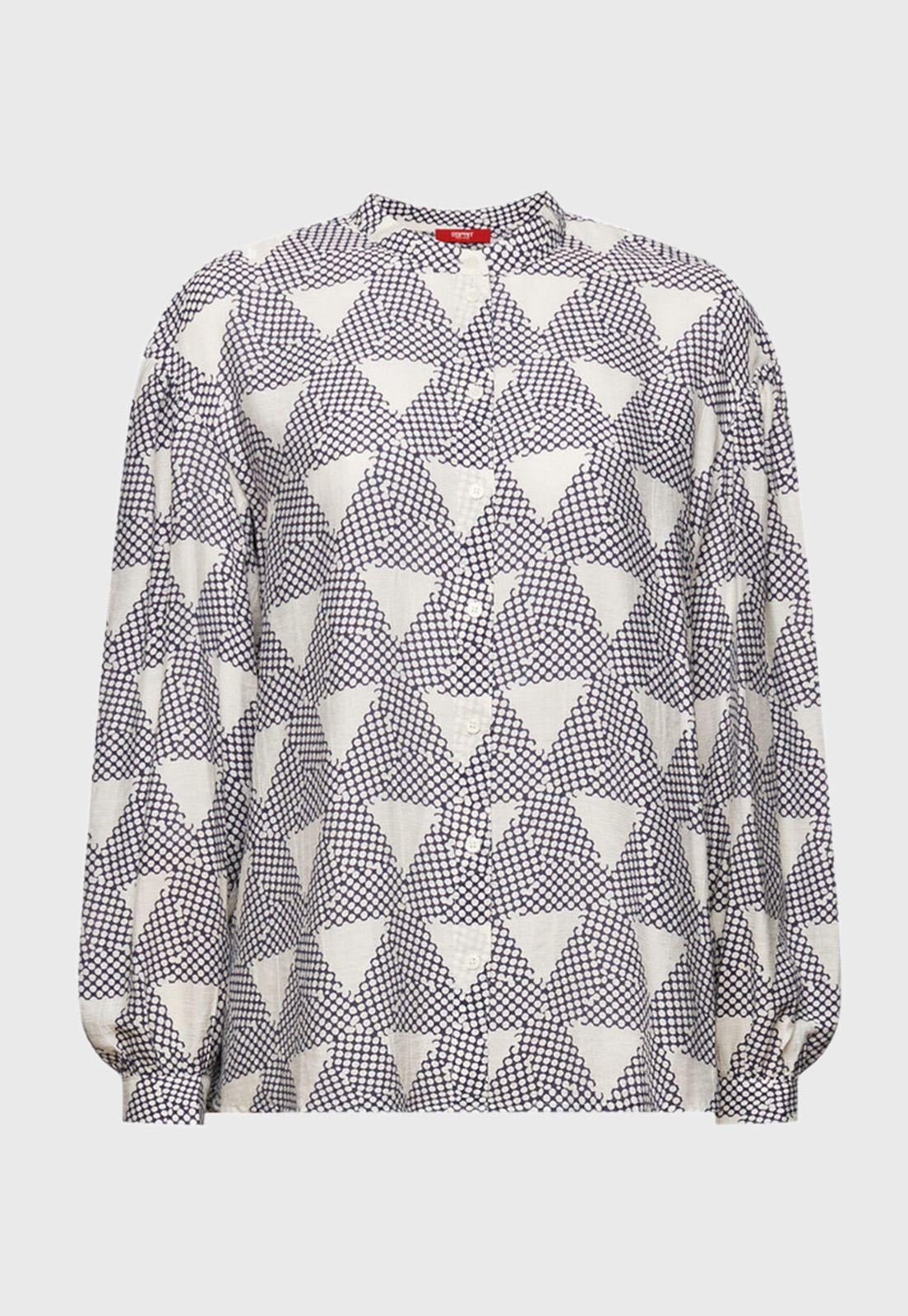 Blusa camisera con bolsillo estampada Mujer Esprit-4