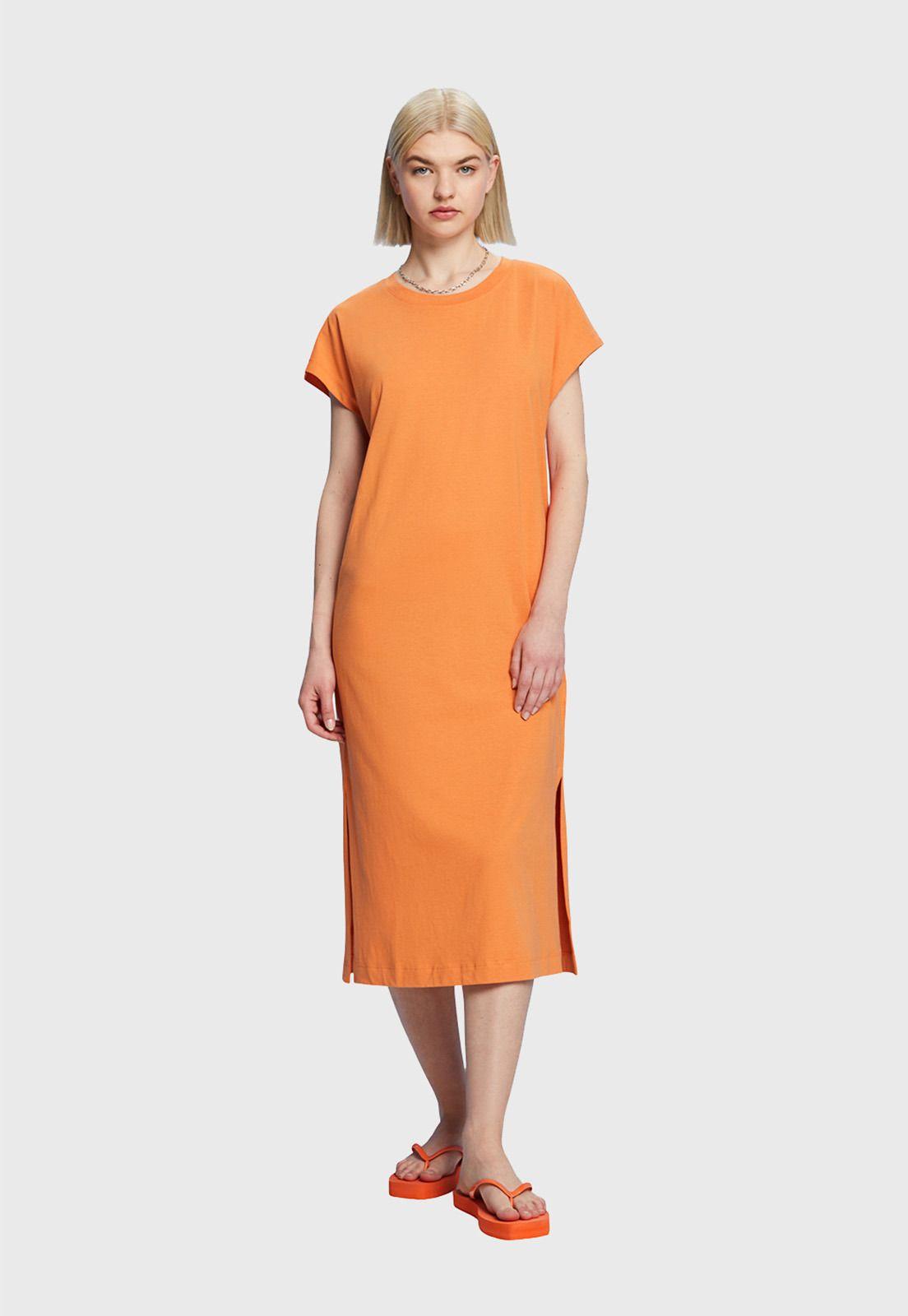 Vestido Midi De Corte Holgado Mujer Esprit Naranja-0