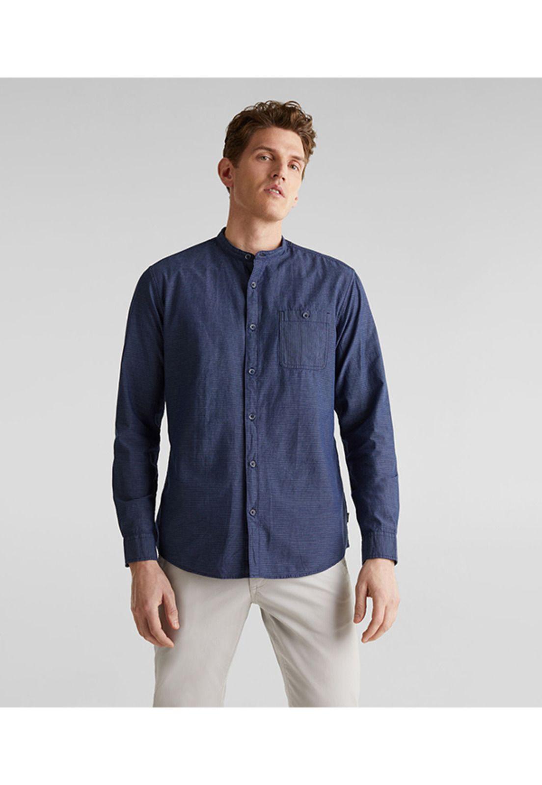 Camisa slim cuello mao-0